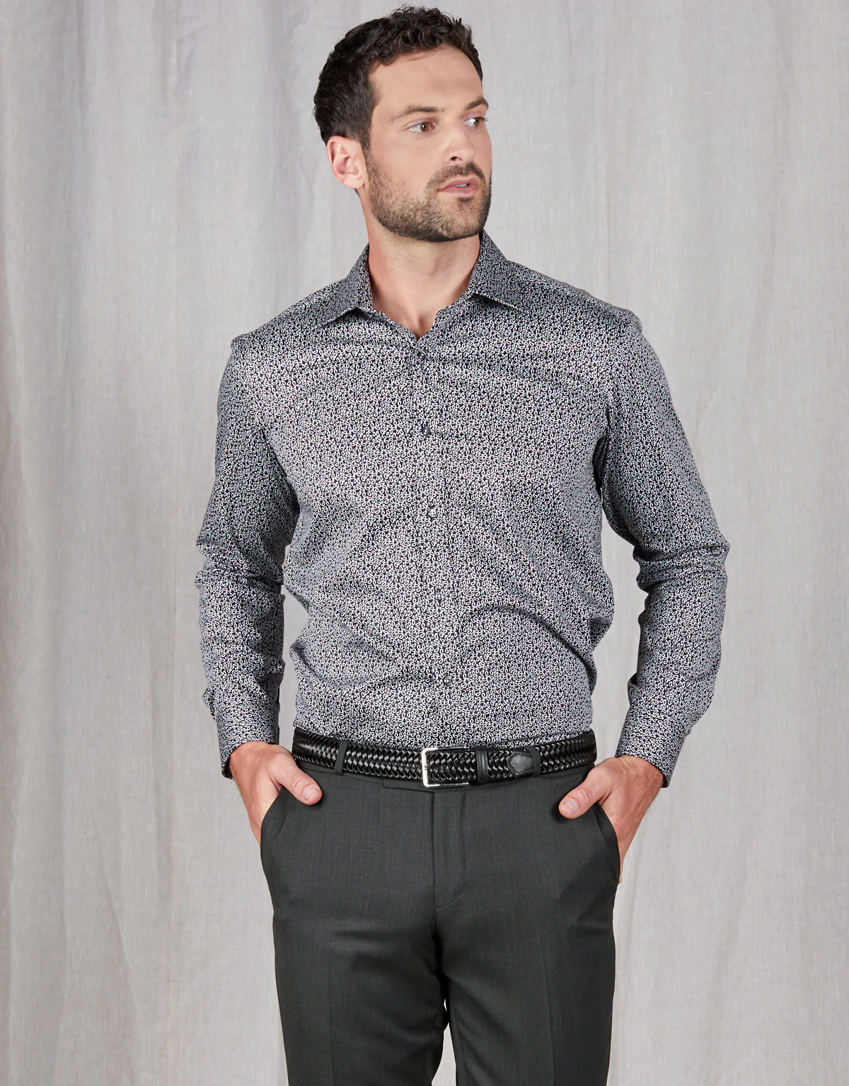 Banks Black & White Micro Paisley Print Shirt - Image 3