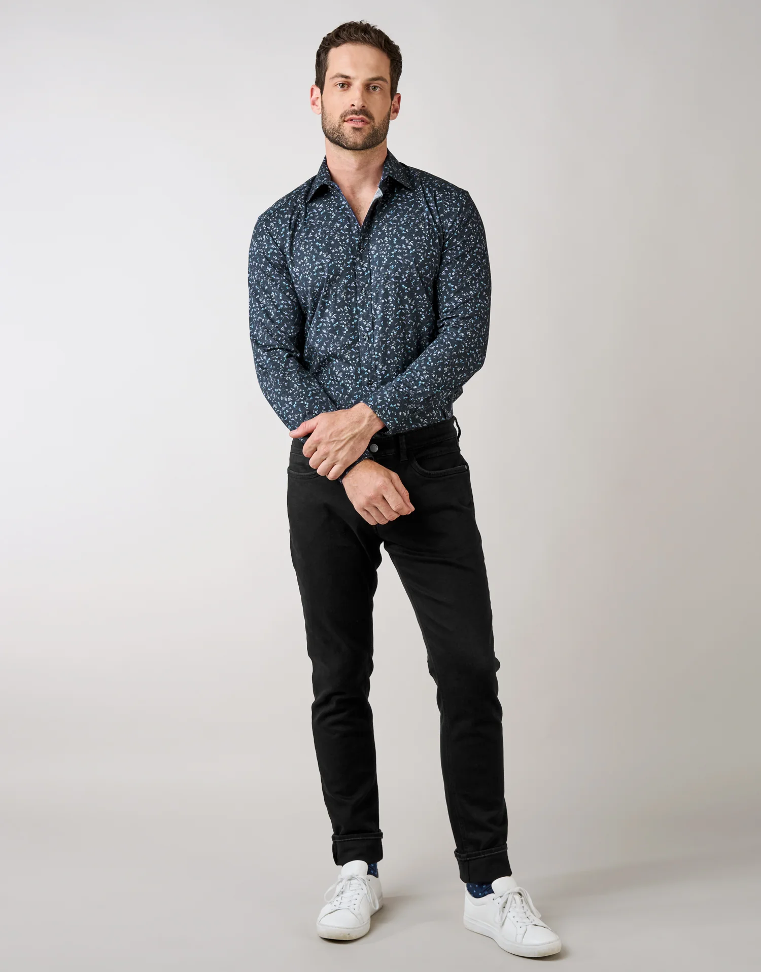 Banks Navy Floral Print Shirt - Image 3