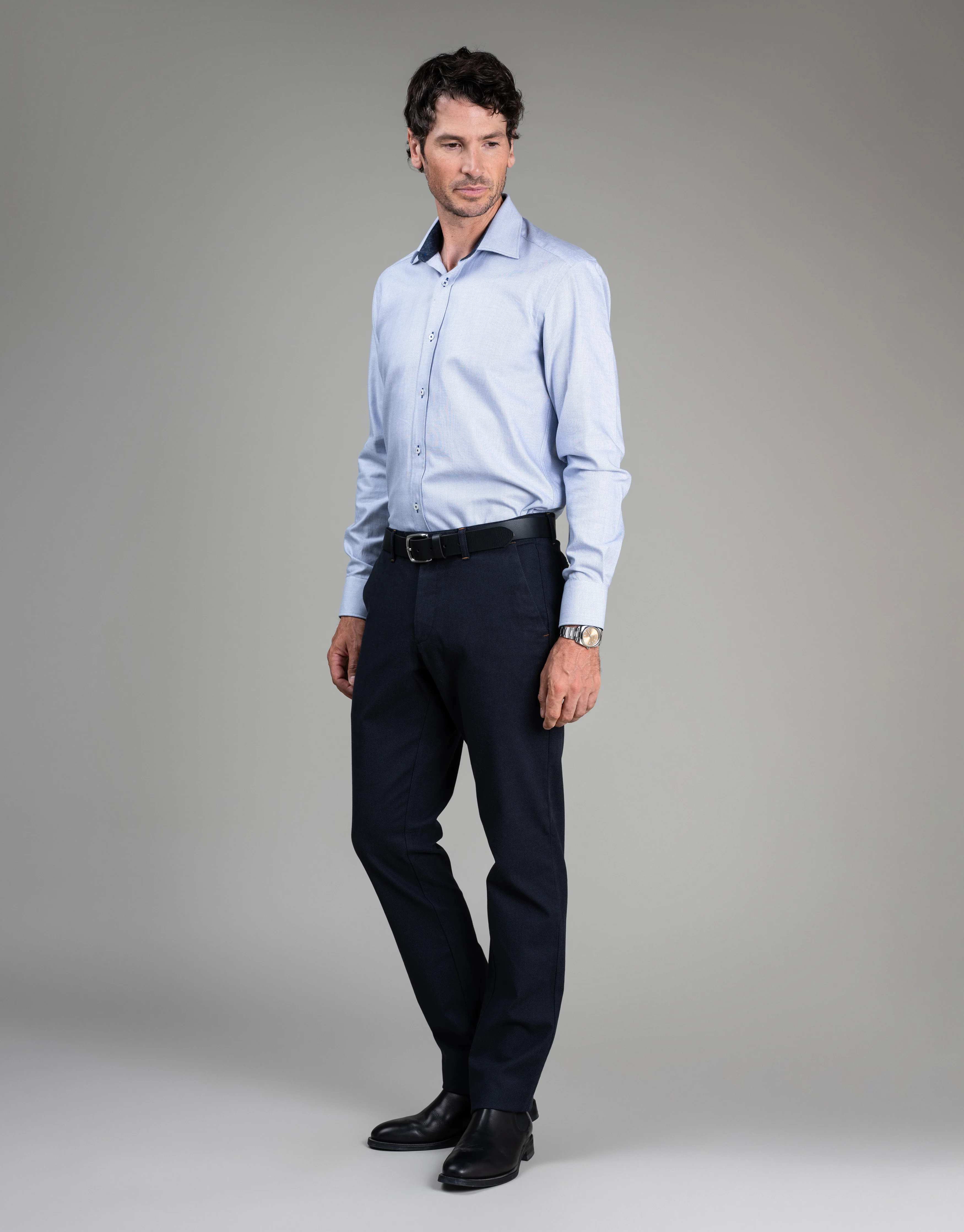 Barbican Navy Micro-design Dobby Shirt - Image 3