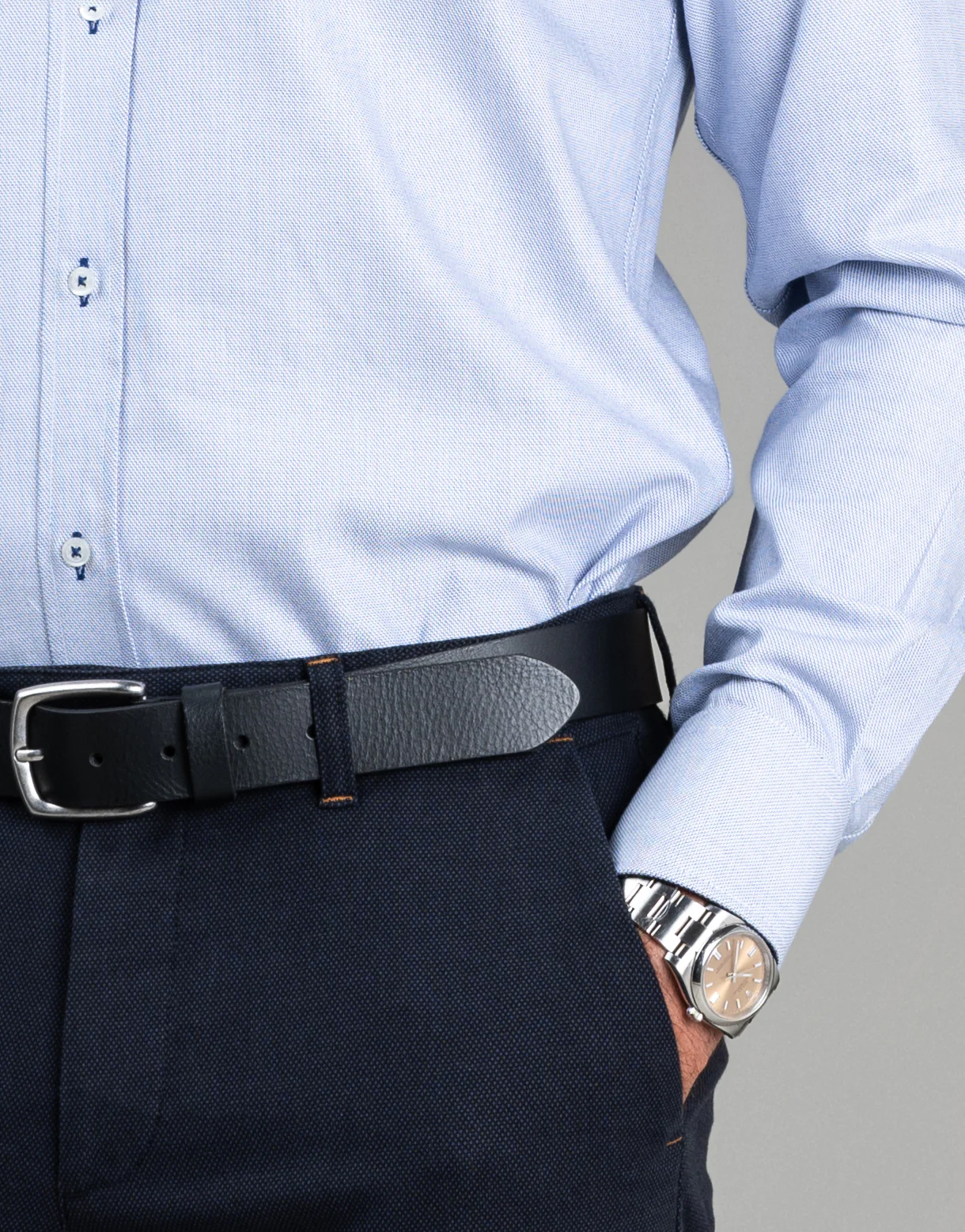 Barbican Navy Micro-design Dobby Shirt - Image 5