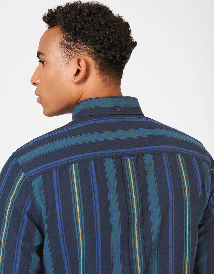 Ben Sherman Green Recycled Oxford Stripe Shirt - Image 2