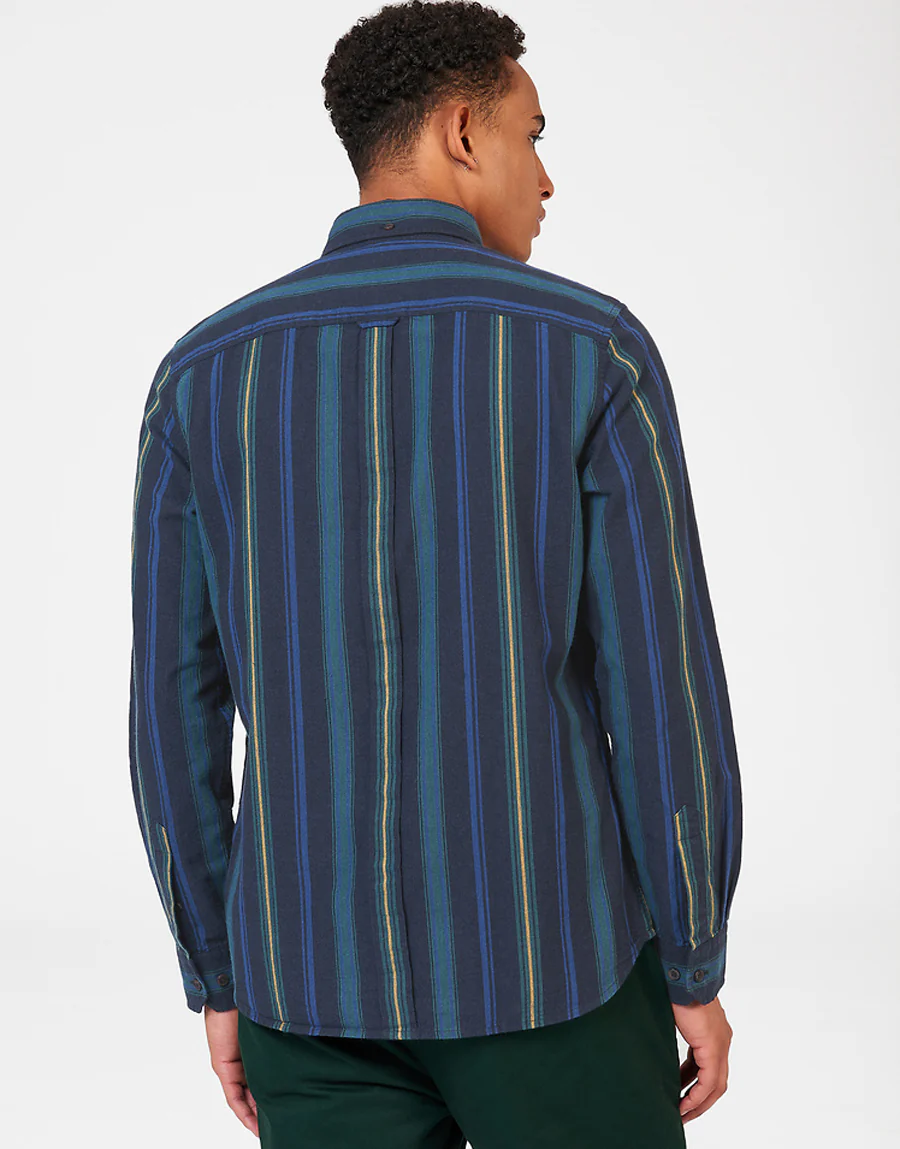 Ben Sherman Green Recycled Oxford Stripe Shirt - Image 3