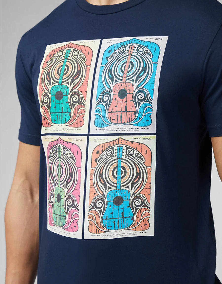 Ben Sherman Guitar Festival Poster Dark Navy T-Shirt - Image 2