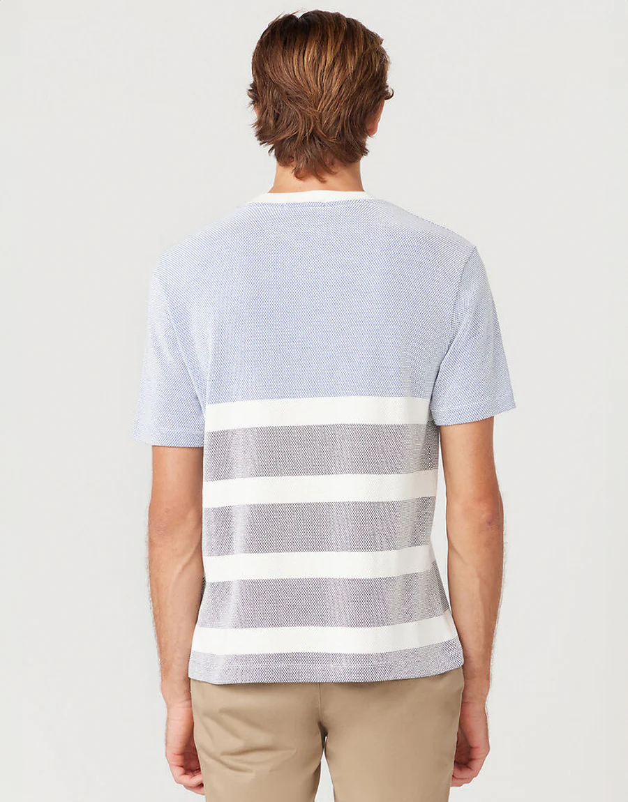 Ben Sherman Textured Block Stripe Blue T-Shirt - Image 2