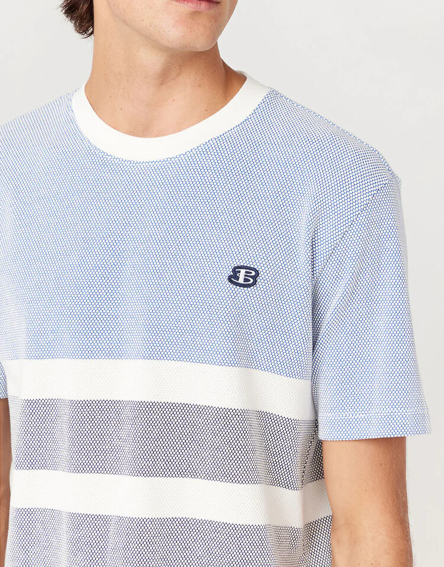 Ben Sherman Textured Block Stripe Blue T-Shirt - Image 5