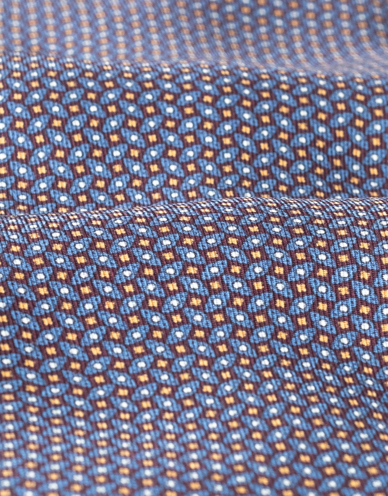 Blue & Brick Geometric Italian Silk Tie - Image 2