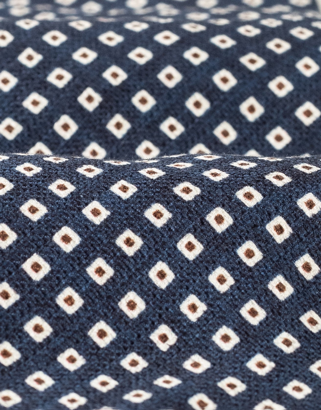 Blue & Cream Tile Italian Silk Tie - Image 2