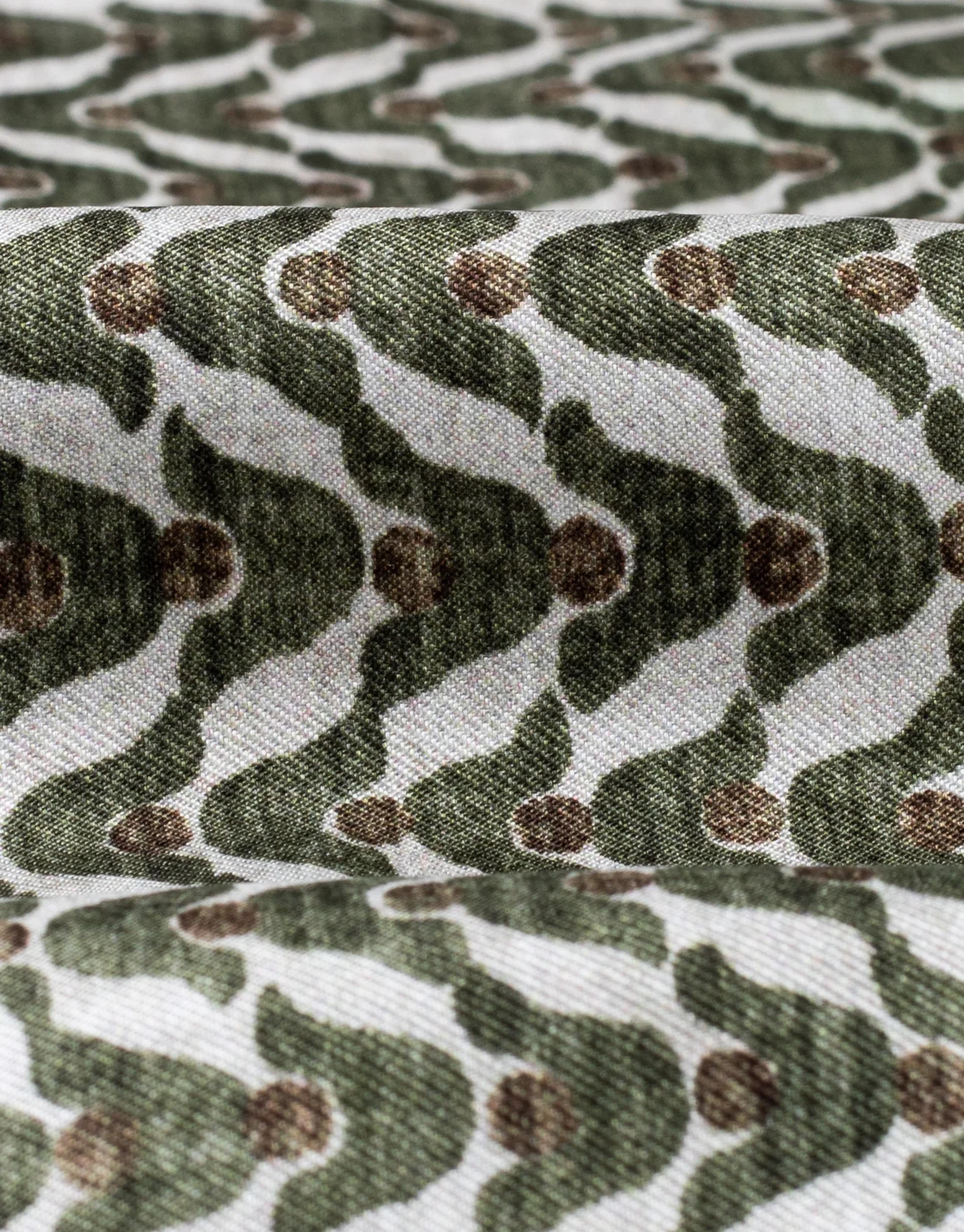 Brown, Cream & Green Geo Italian Silk Pocket Square - Image 2