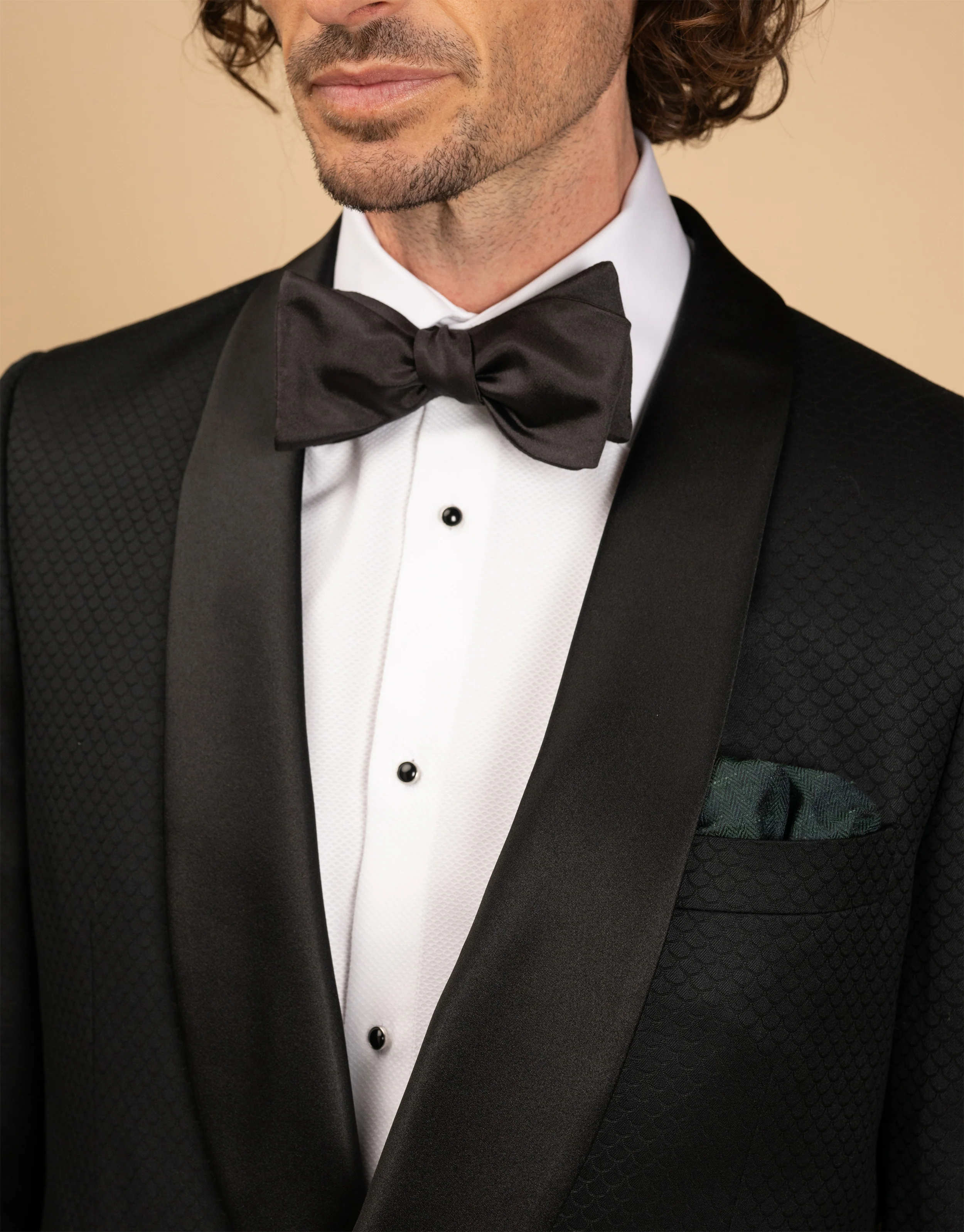 Bryan Dark Green Jaquard Dinner Jacket - Image 6