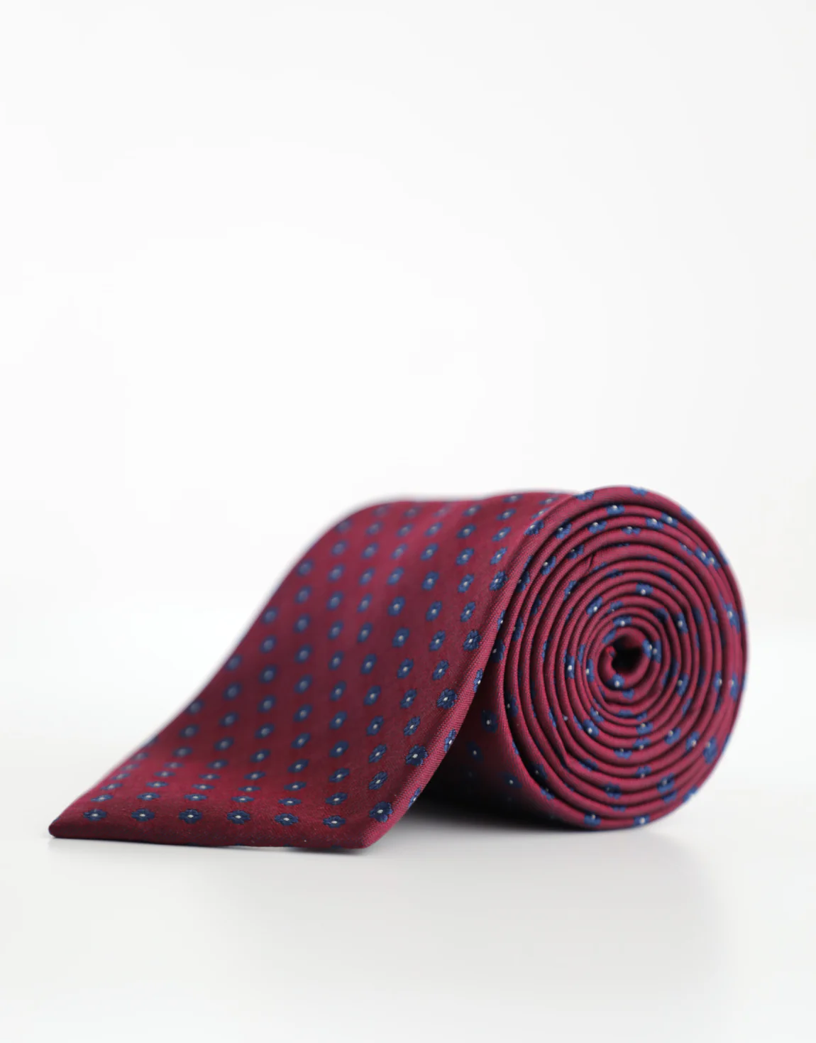 Burgundy & Navy Floral Geometric Silk Tie