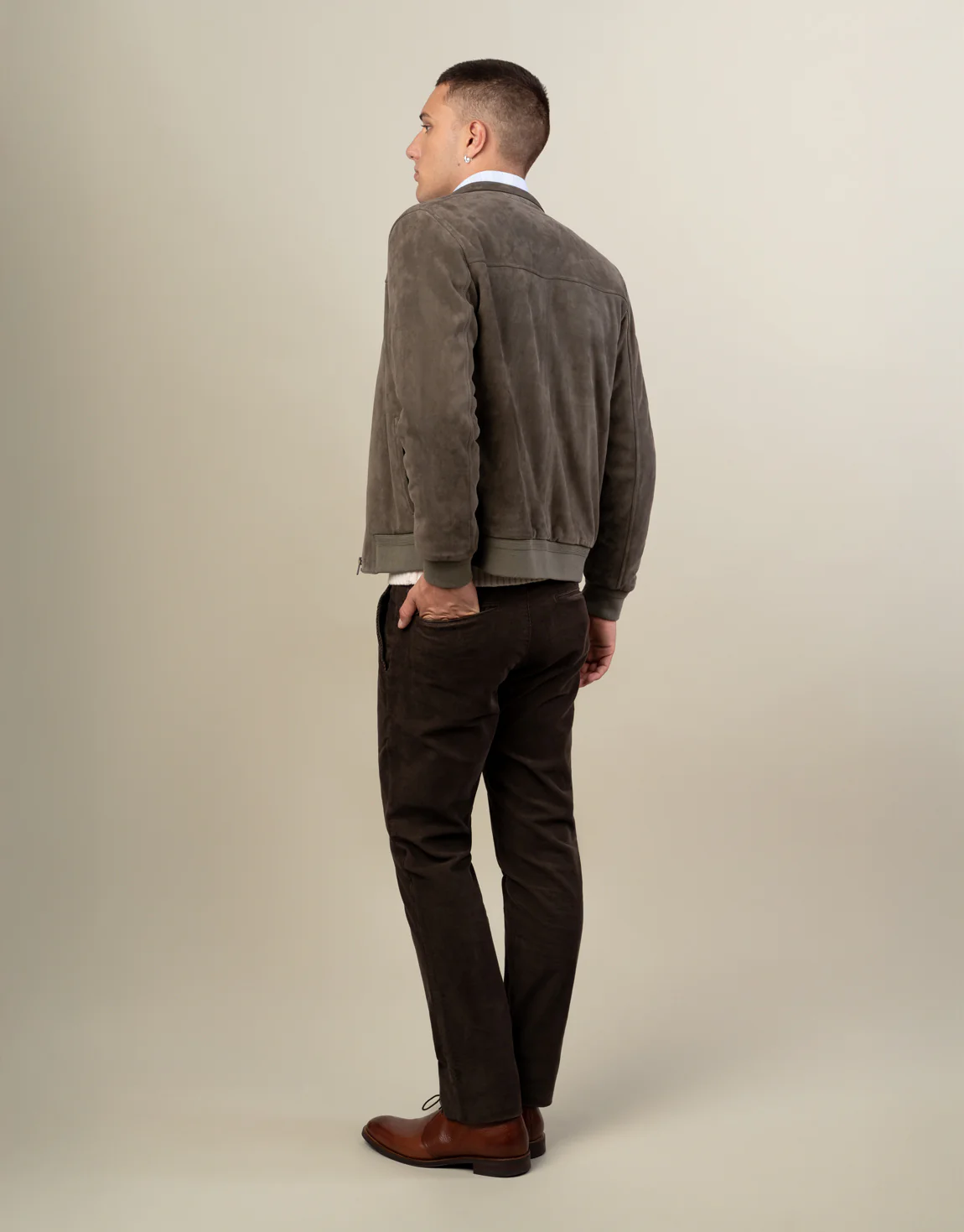 Bursa Khaki Green Suede Jacket - Image 4