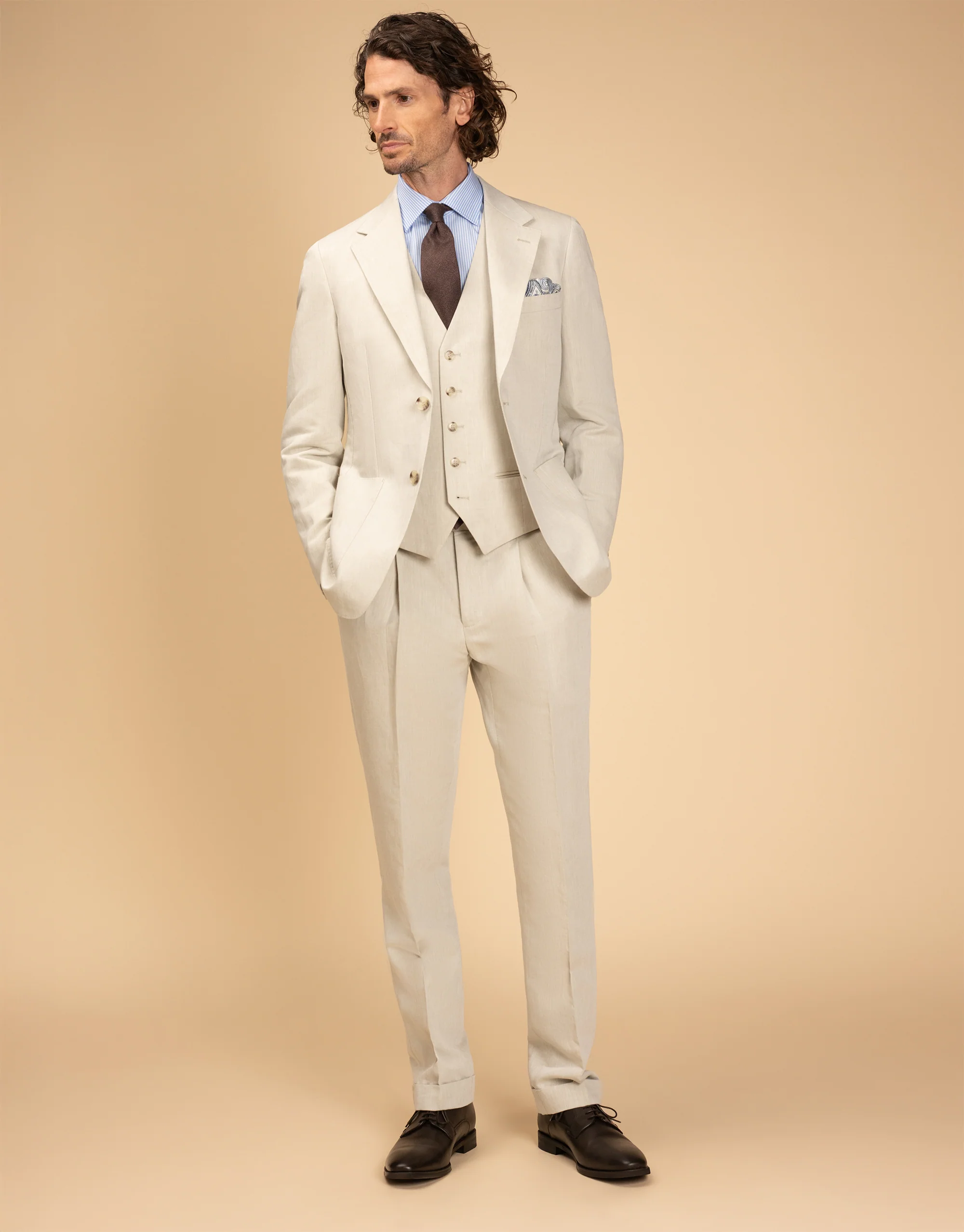Churchill Beige Linen-Cotton Waistcoat - Image 4