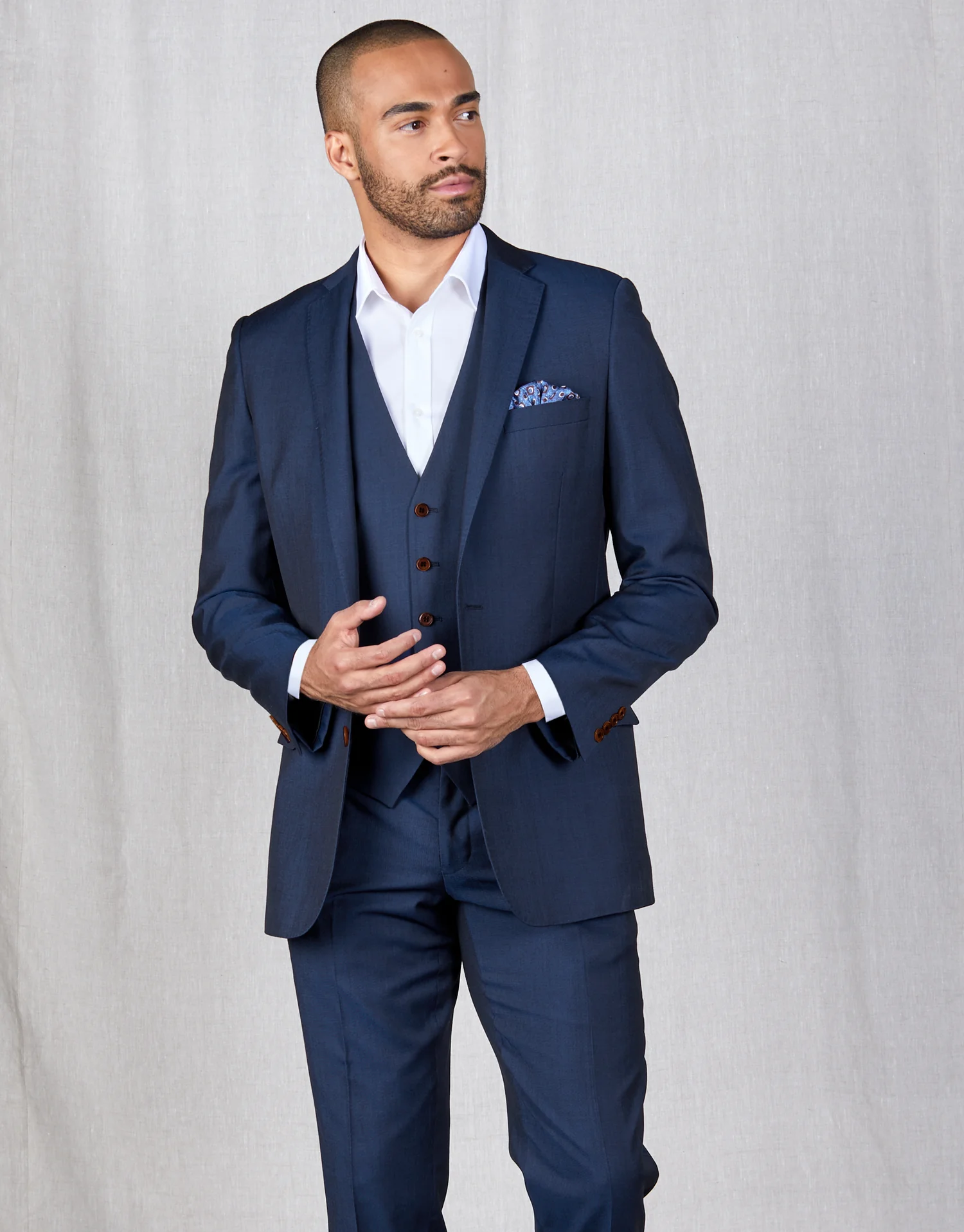 Cooper Blue Contrast Twill Suit Jacket - Image 2