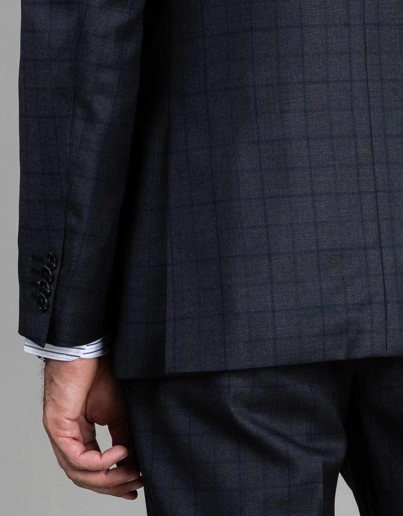 Cooper Charcoal & Blue Check Suit Jacket - Image 7