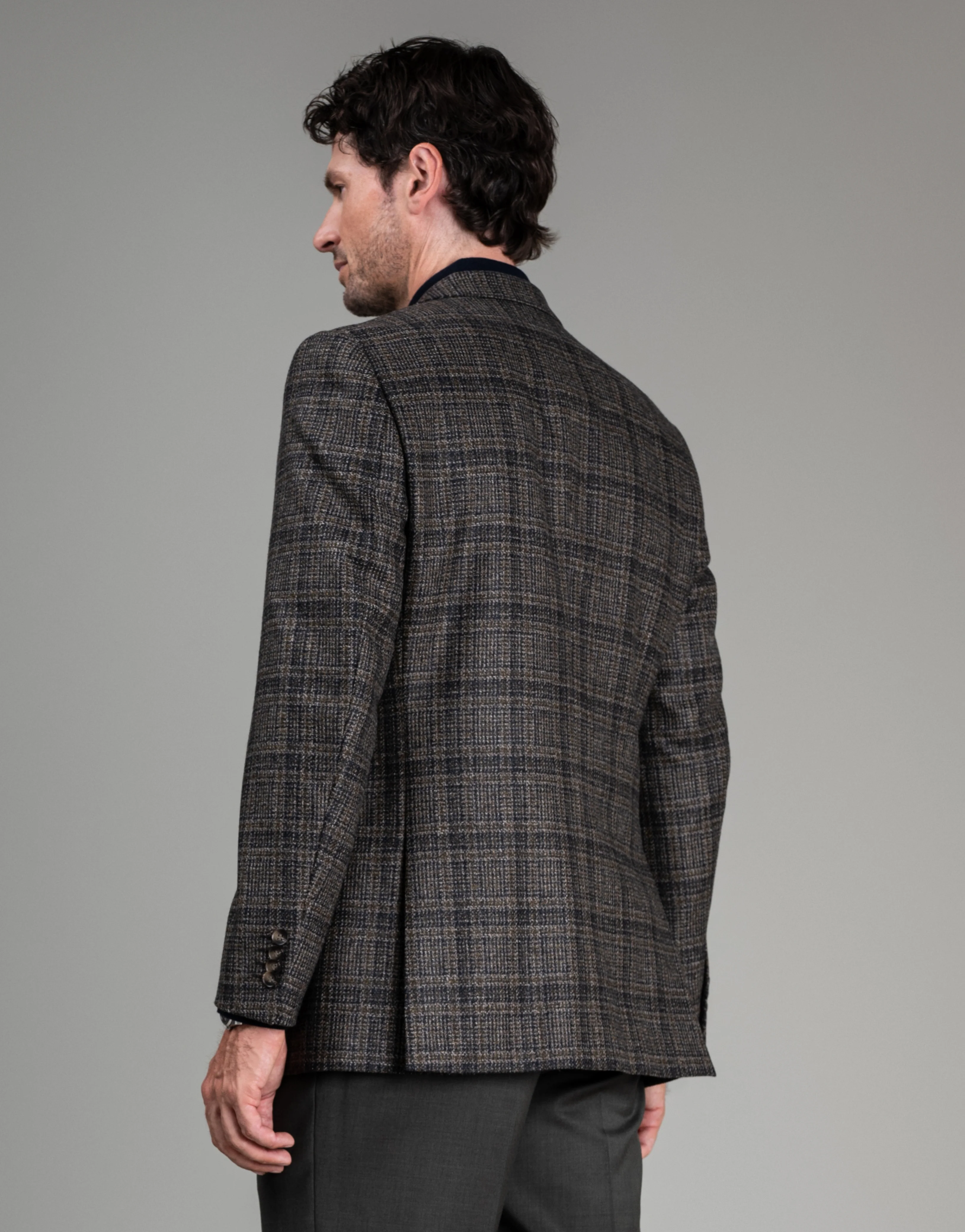 Cooper Olive Green & Navy Check Blazer - Image 3