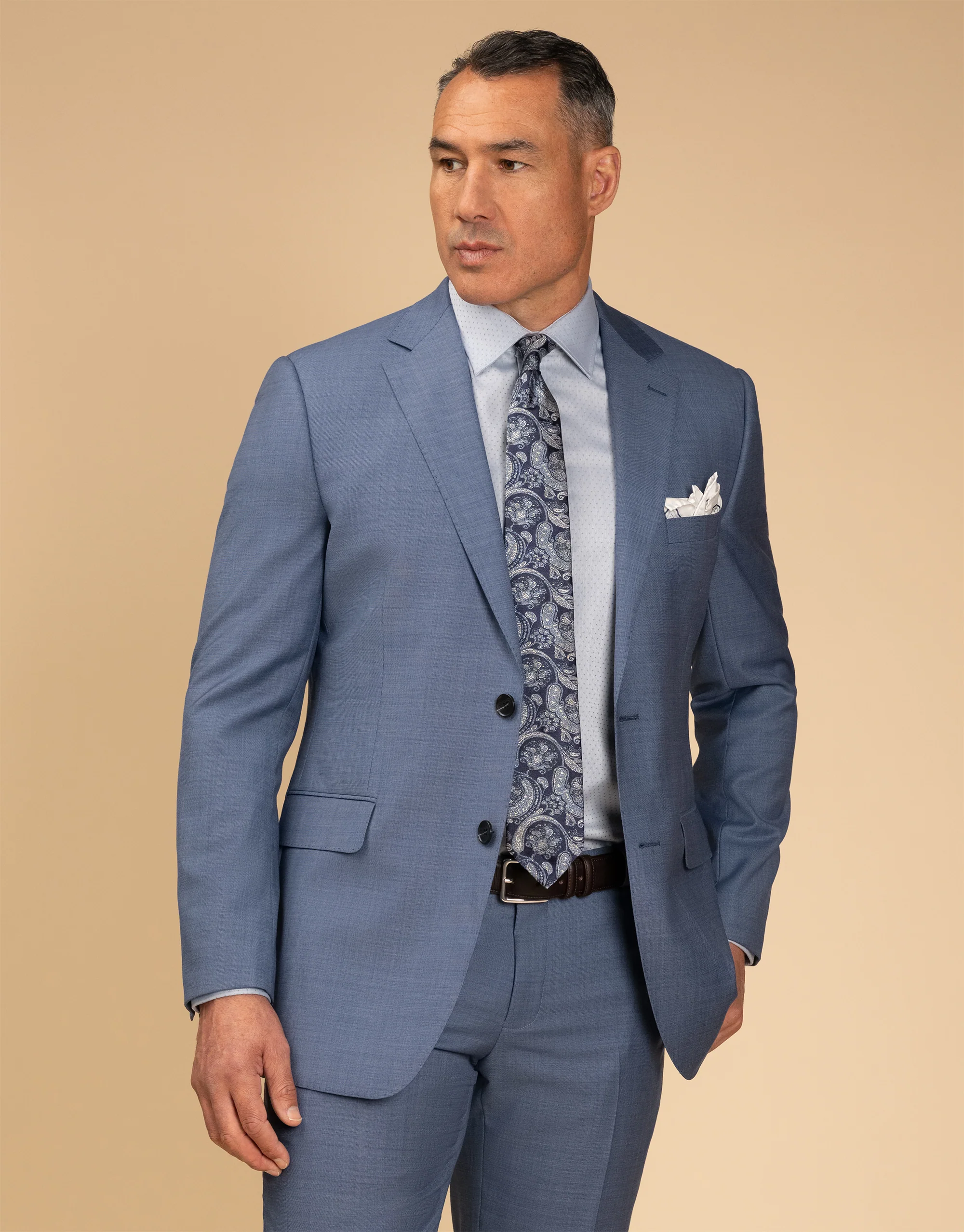 Cooper Pale Blue Sharkskin Suit Jacket - Image 2
