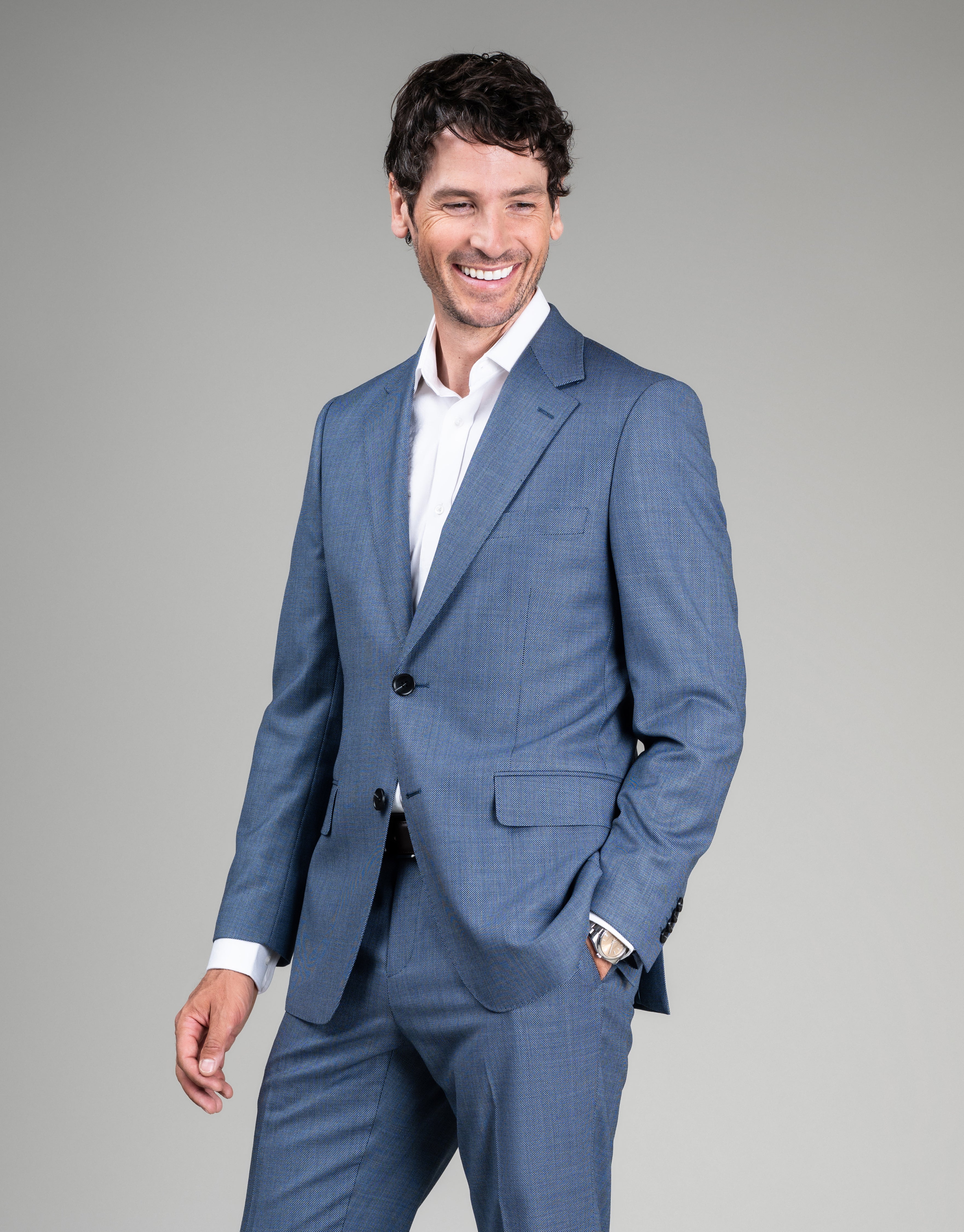 Cooper Slate Blue Birdseye Suit - Image 3