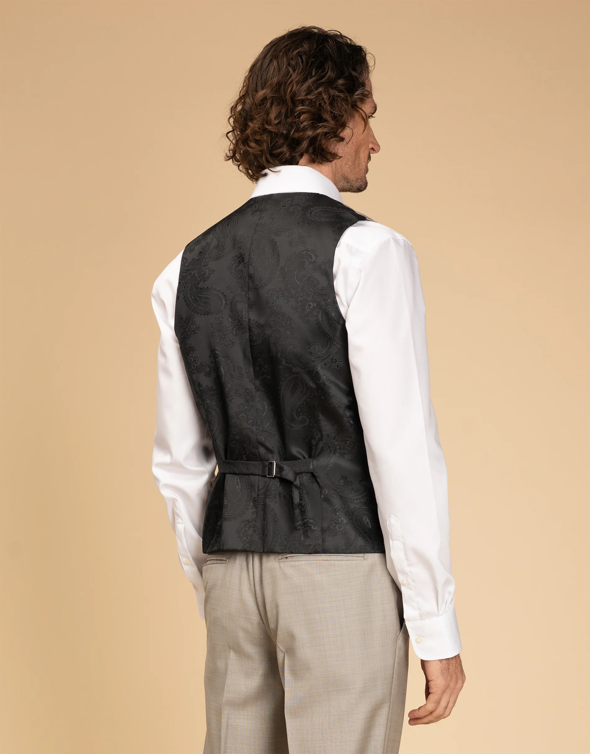 Hire Curtis Beige Sharkskin Waistcoat - Image 3