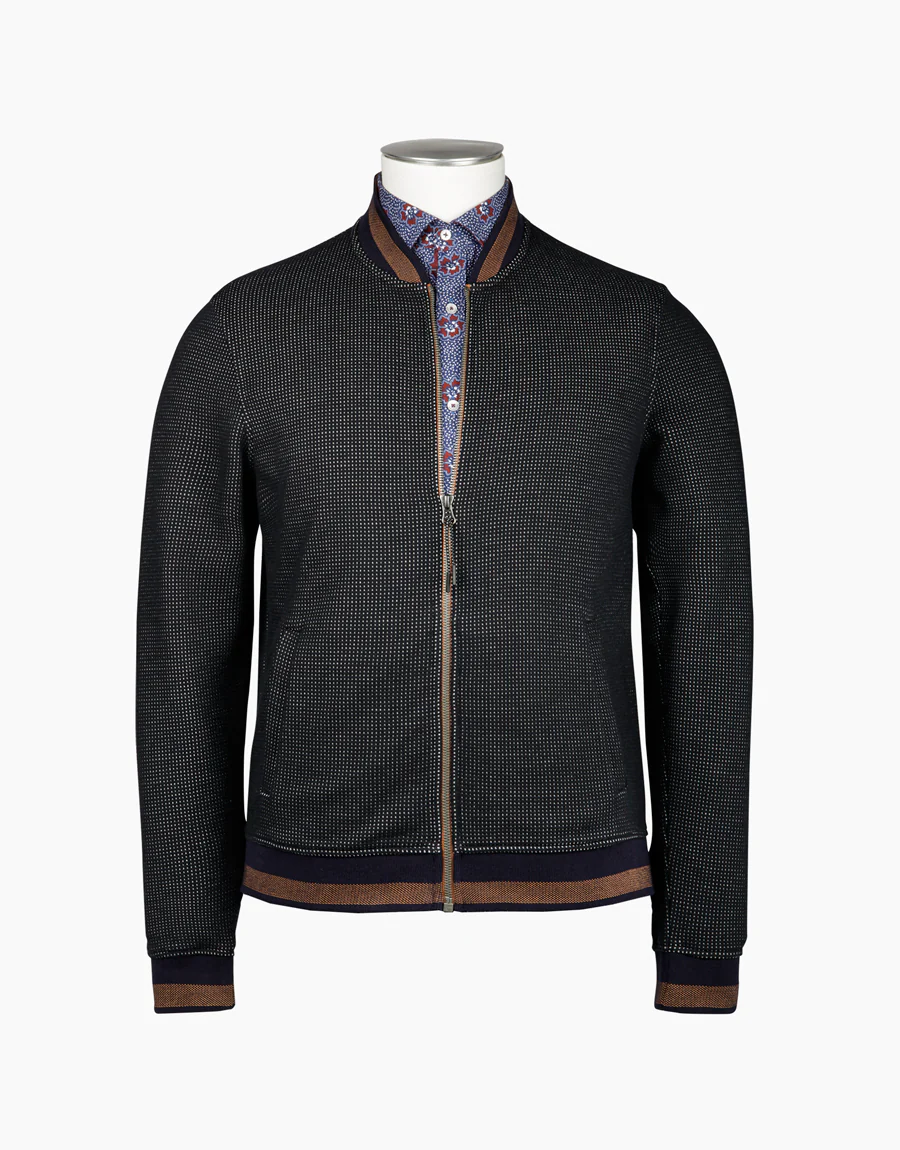 Domino Navy Knit Bomber - Image 5