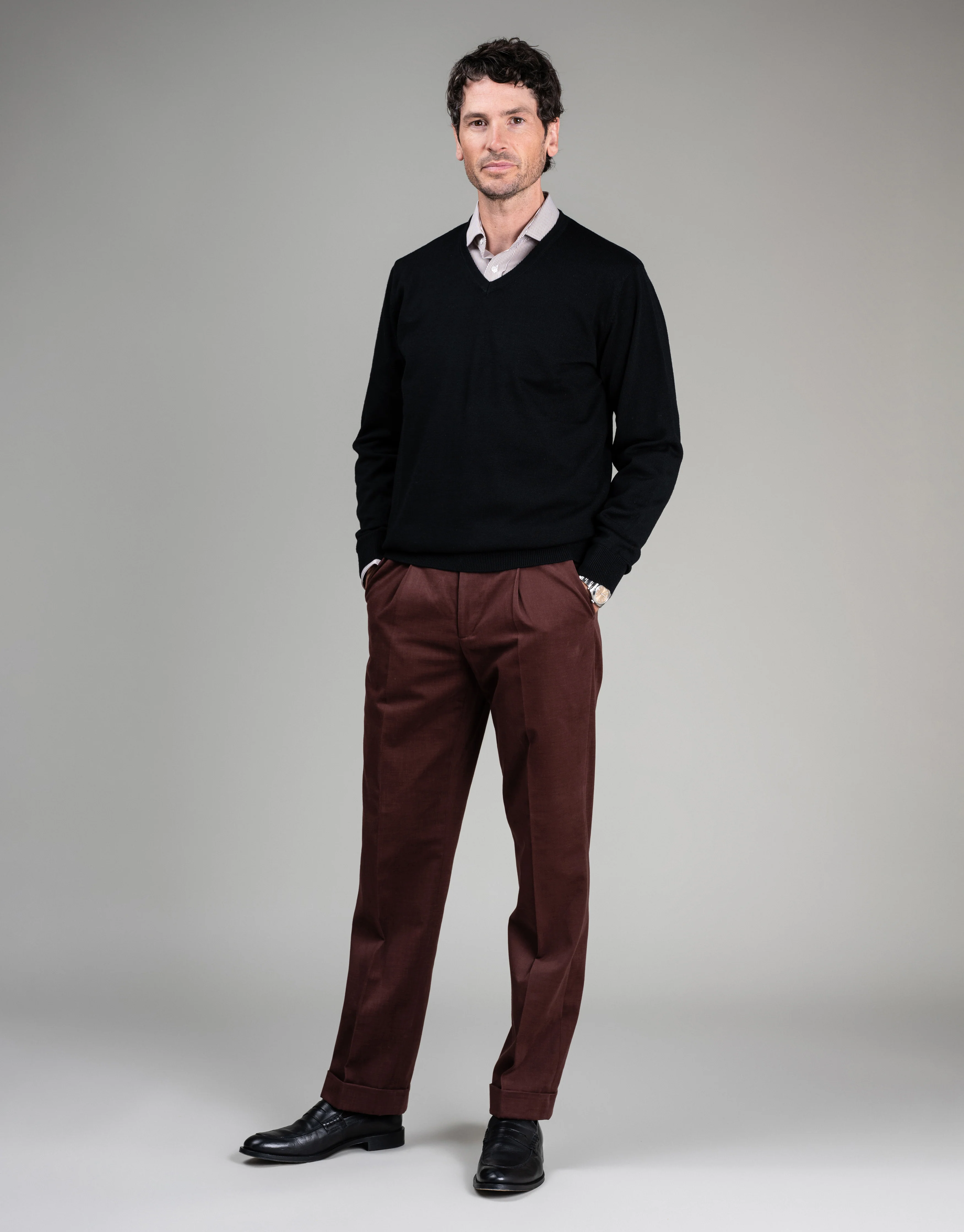 Evans Maroon Cotton-Cashmere Trouser - Image 6