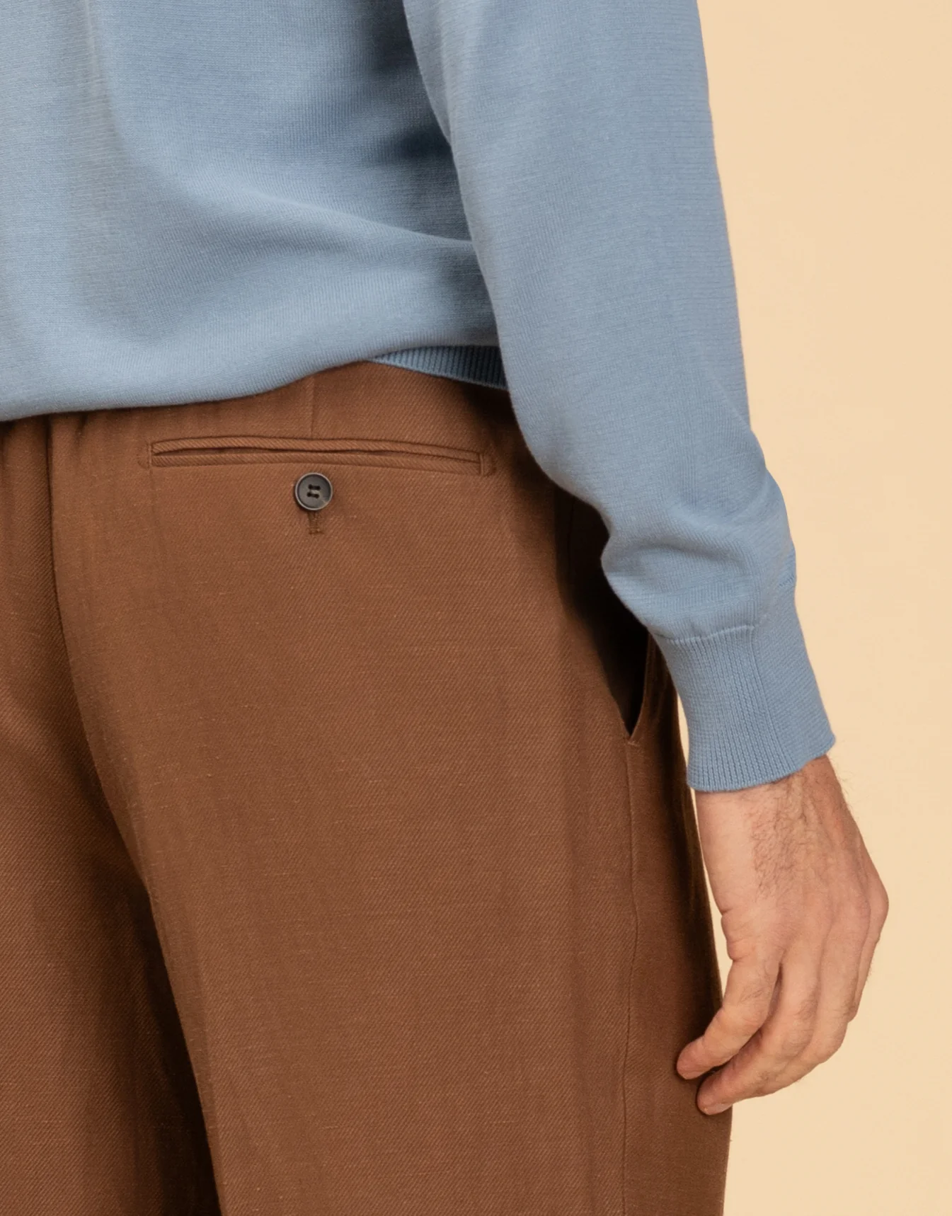 Evans Tobacco Linen Blend Twill Trouser - Image 5