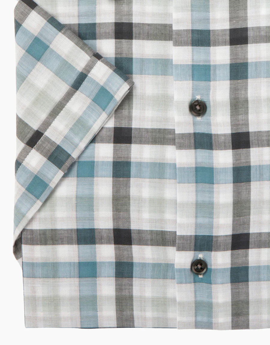 Hahei Light Blue Check Short Sleeve Shirt - Image 3