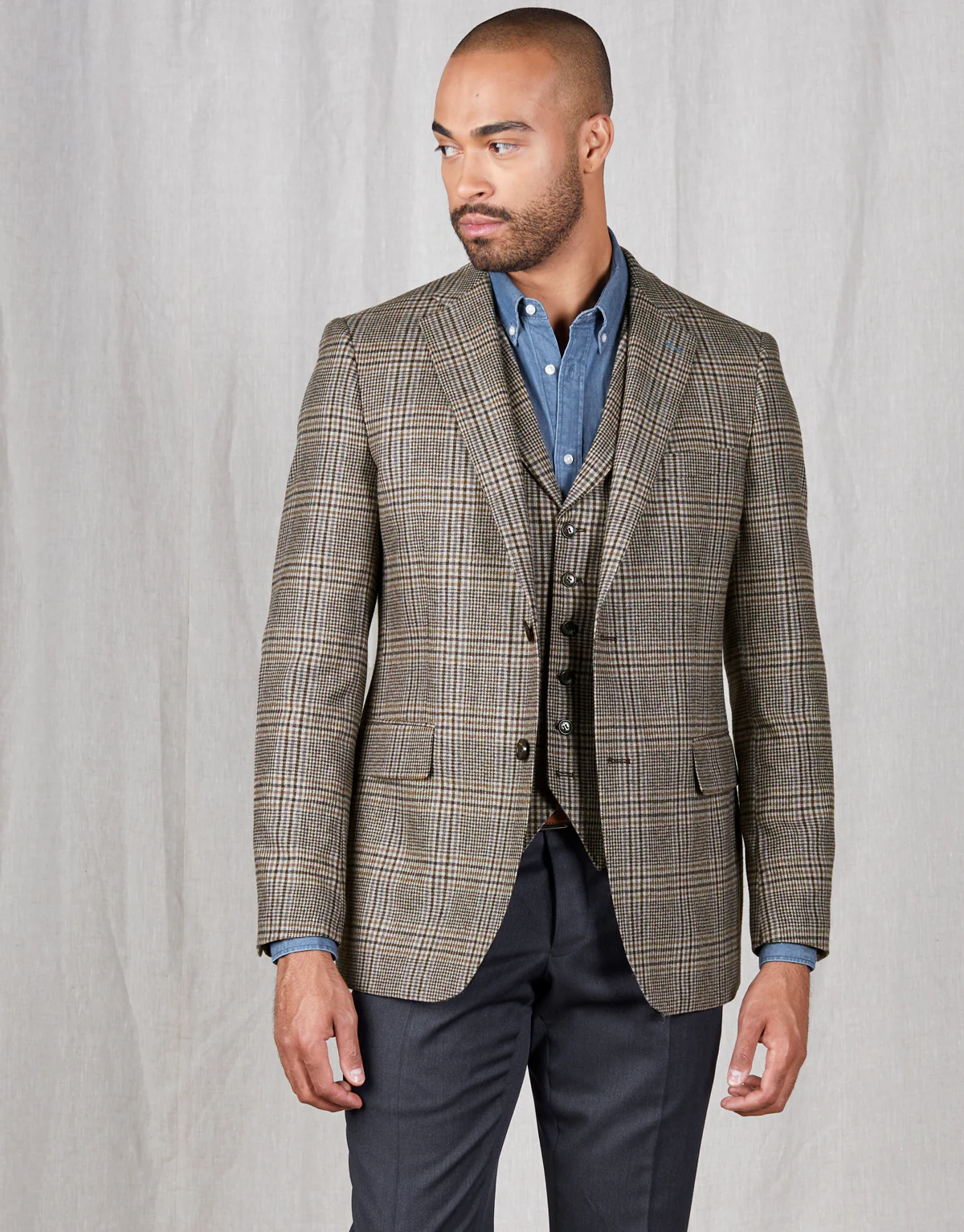 Hawker Beige & Brown Check Blazer - Image 4