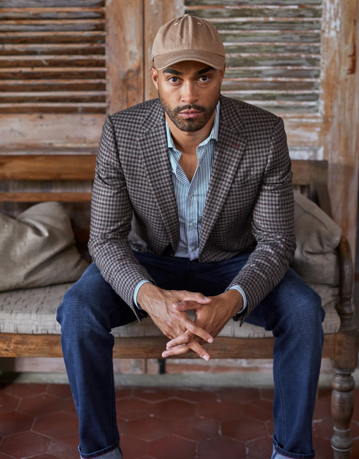 Hawker Brown & Burgundy Check Blazer - Image 2