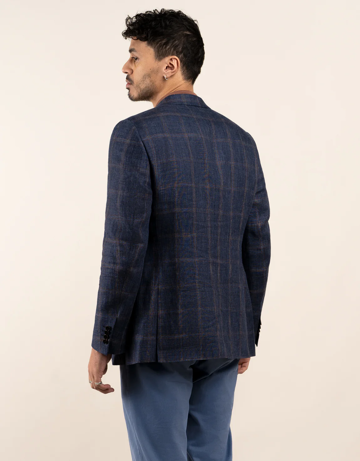 Hawker Navy and Brown Check Blazer - Image 2