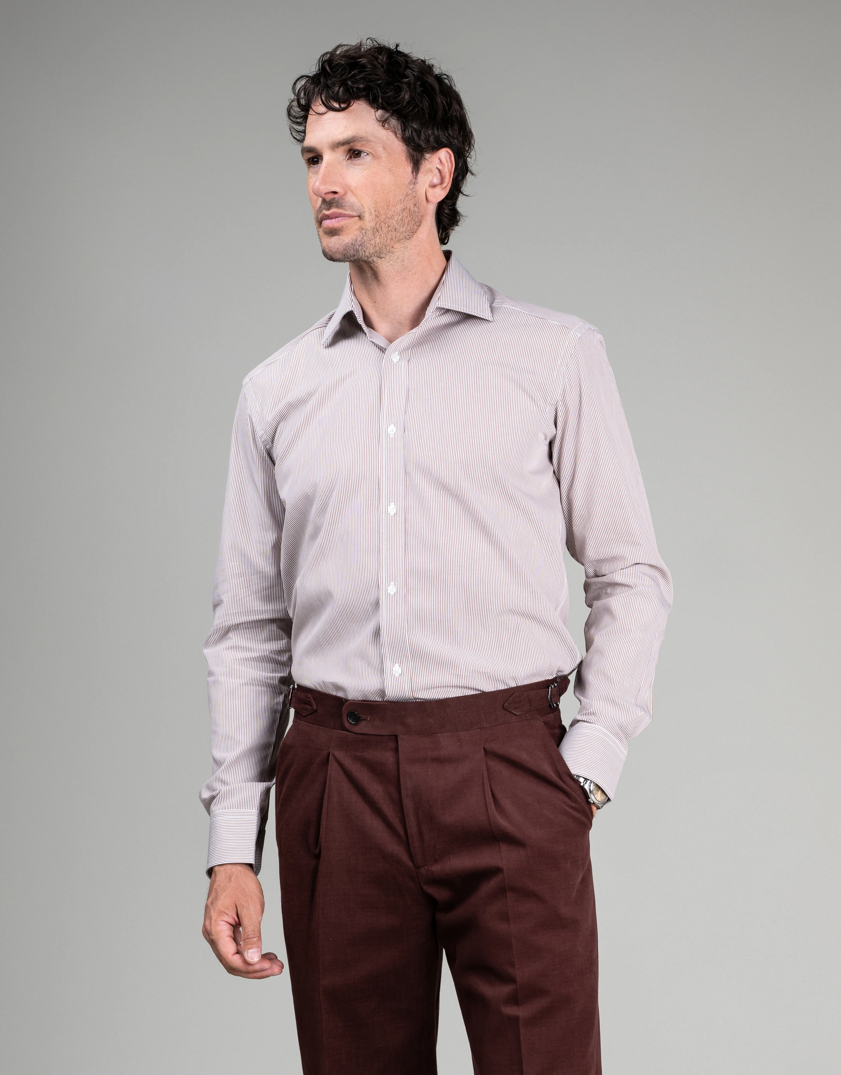London Brown Pencil Stripe Shirt - Image 2