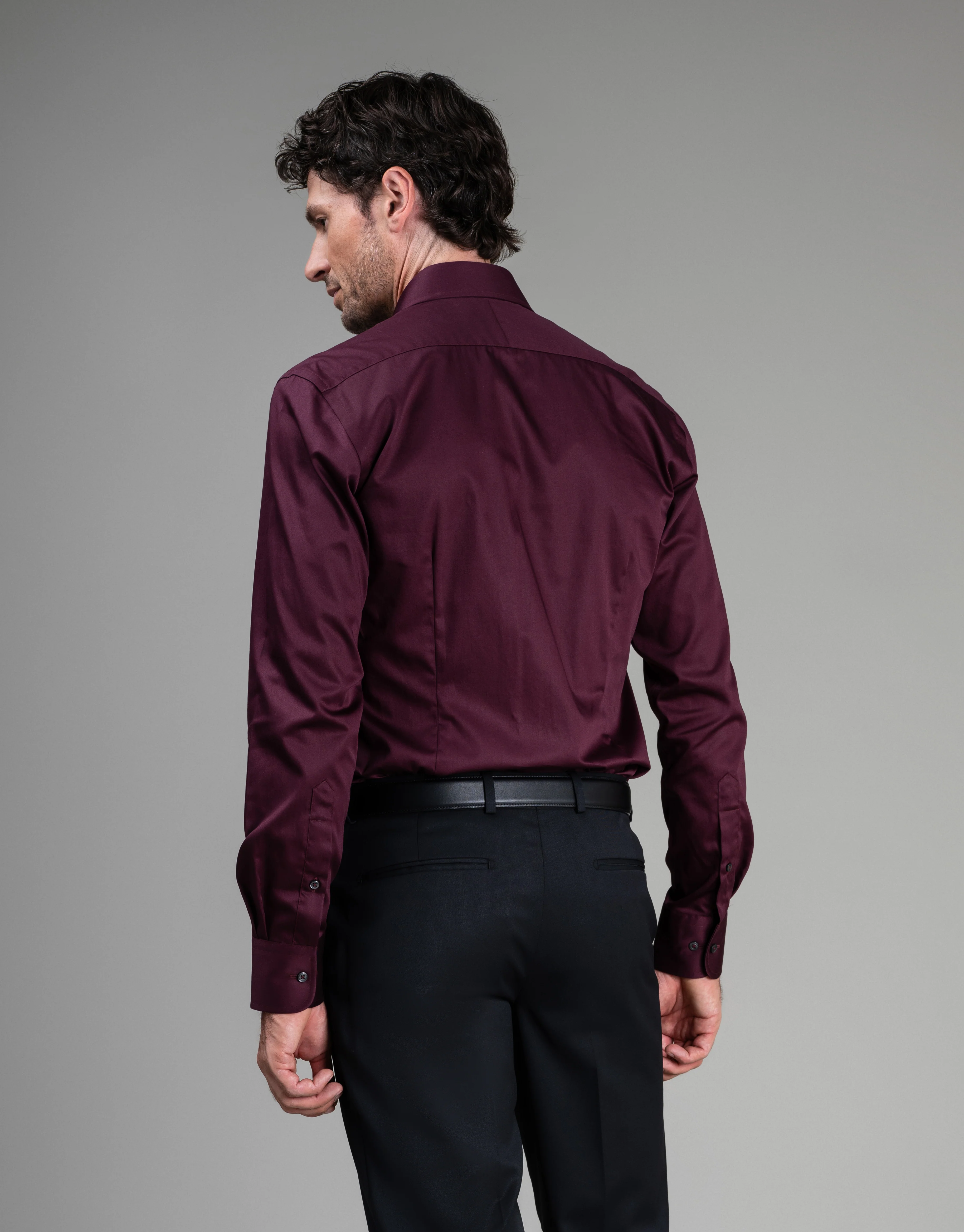 London Burgundy Sateen Shirt - Image 2