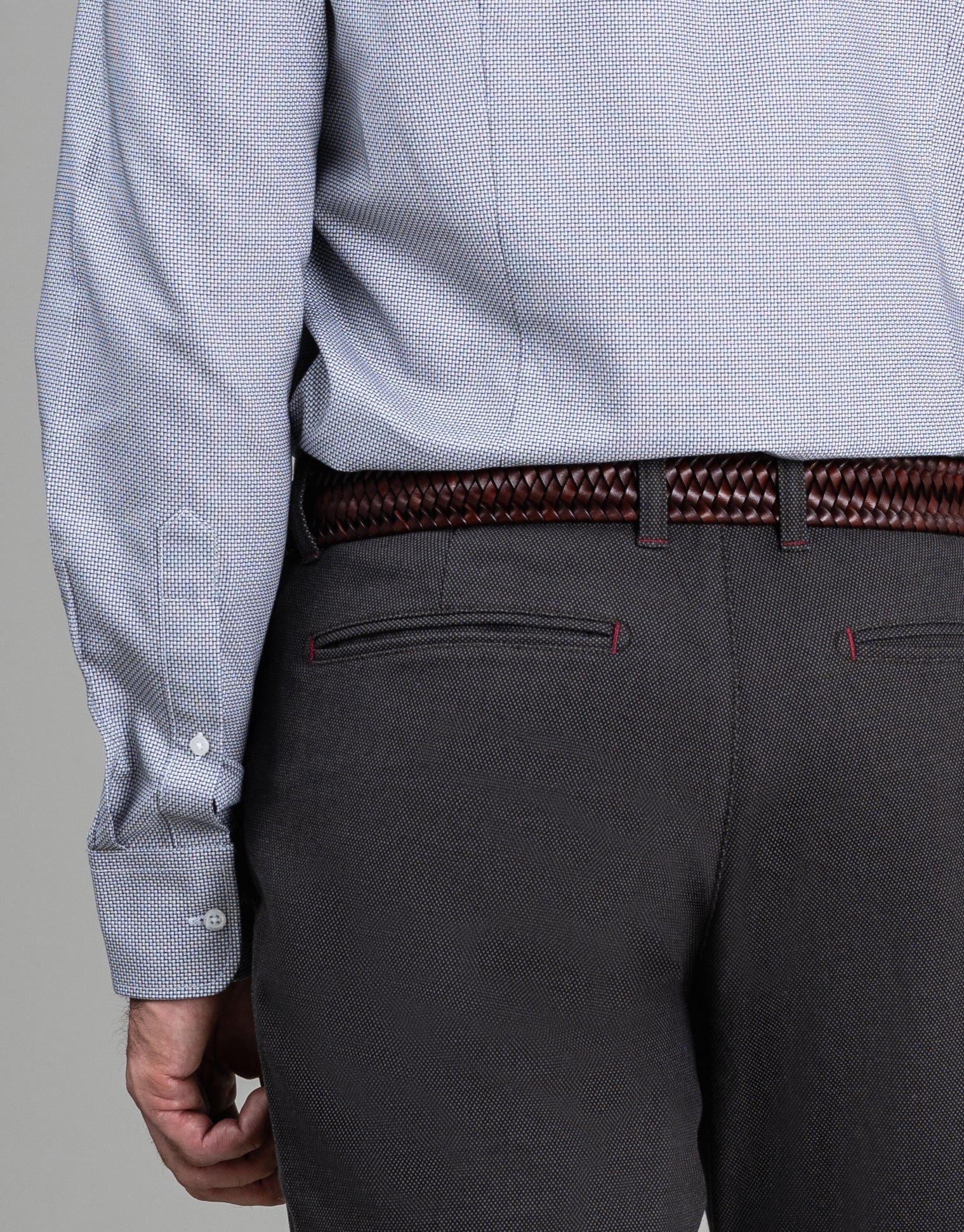 London Grey & Navy Textured Shirt - Image 7