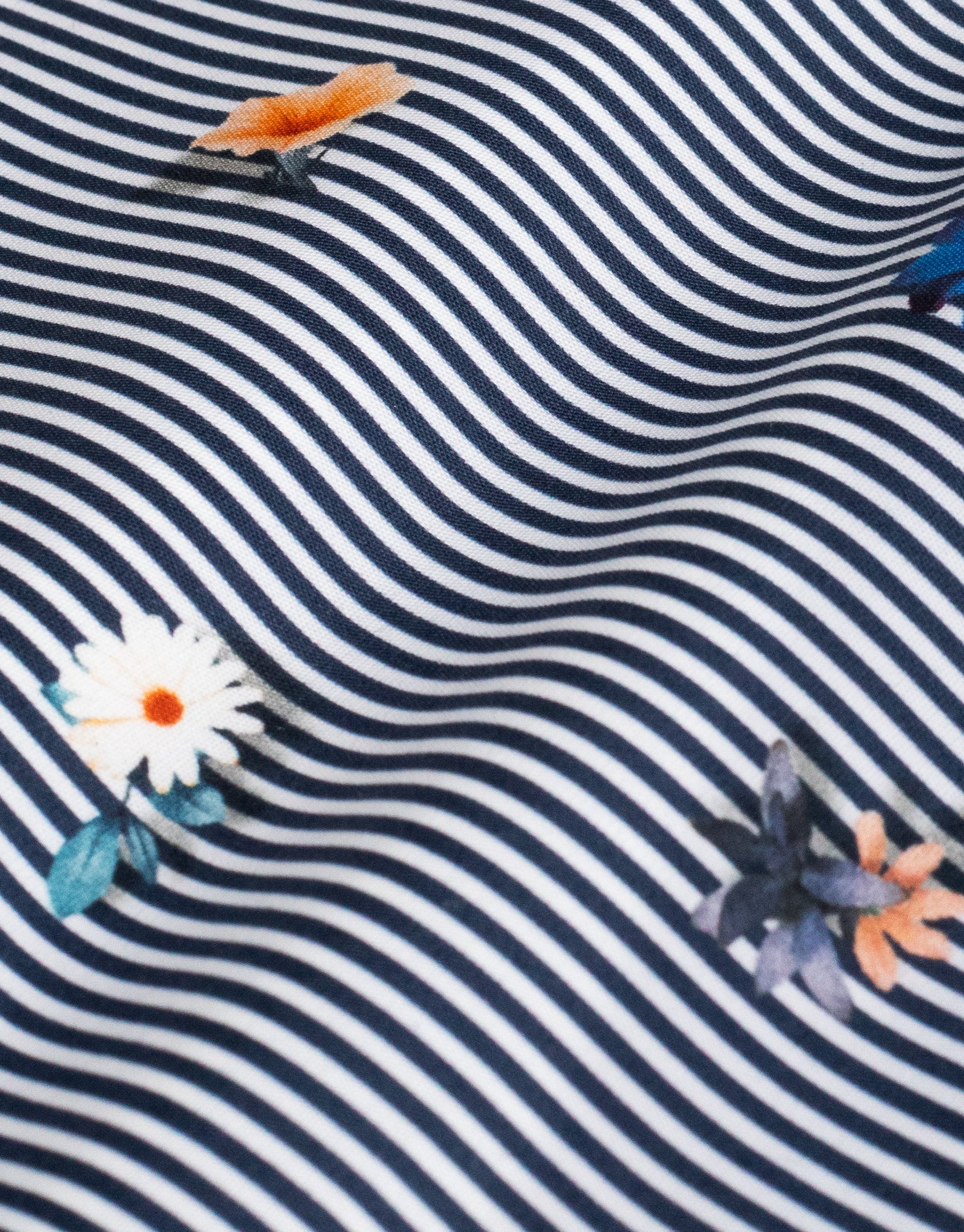 London Navy Floral Stripe Print Shirt - Image 9