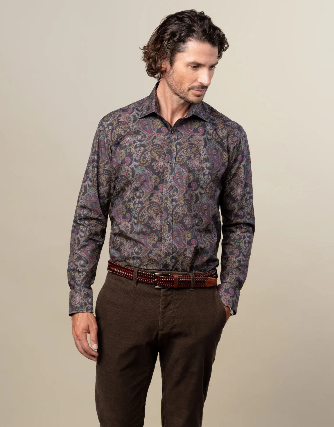 London Purple Paisley Print Shirt - Image 3