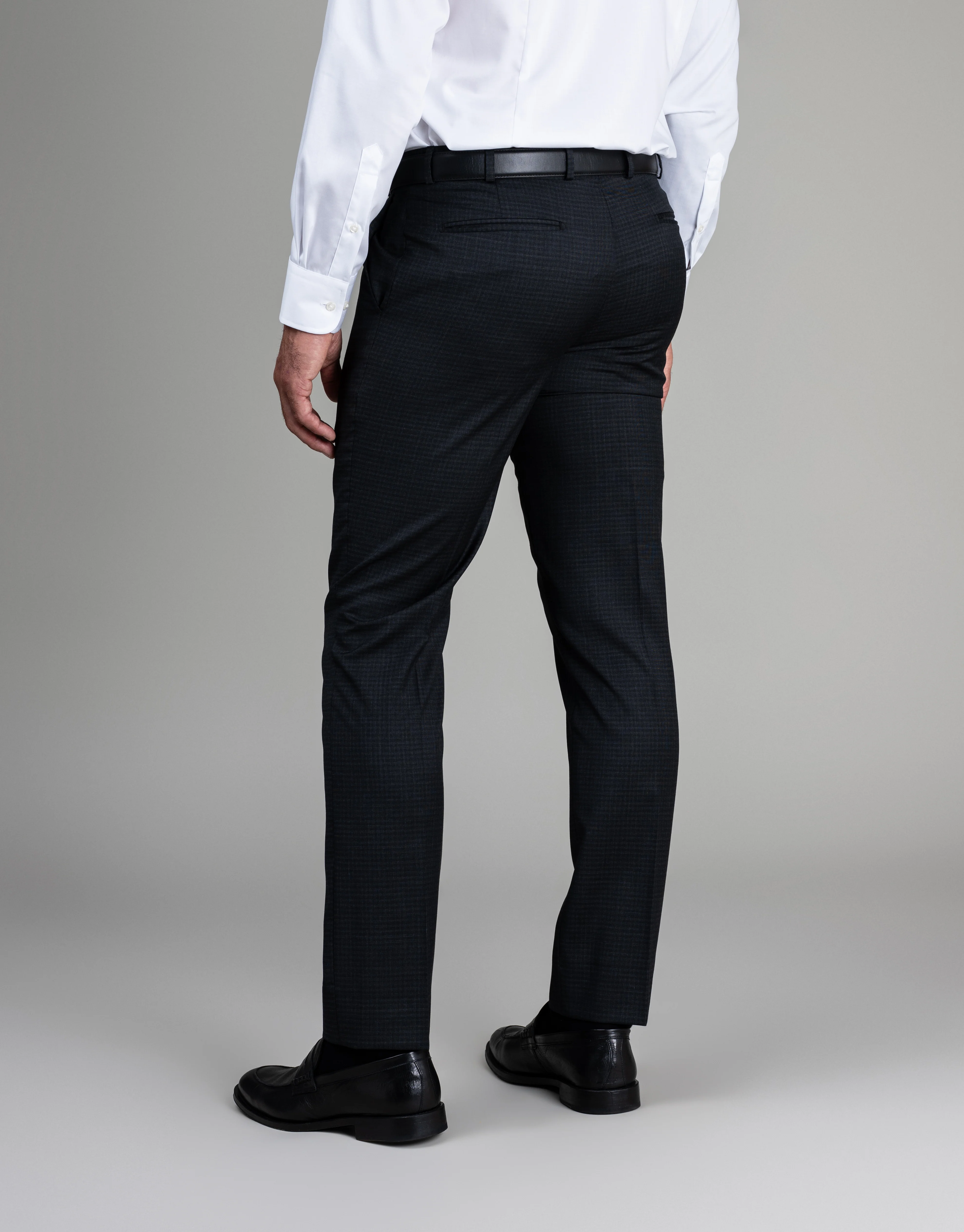 Lotus Charcoal Textured Check Suit Trouser - Image 3