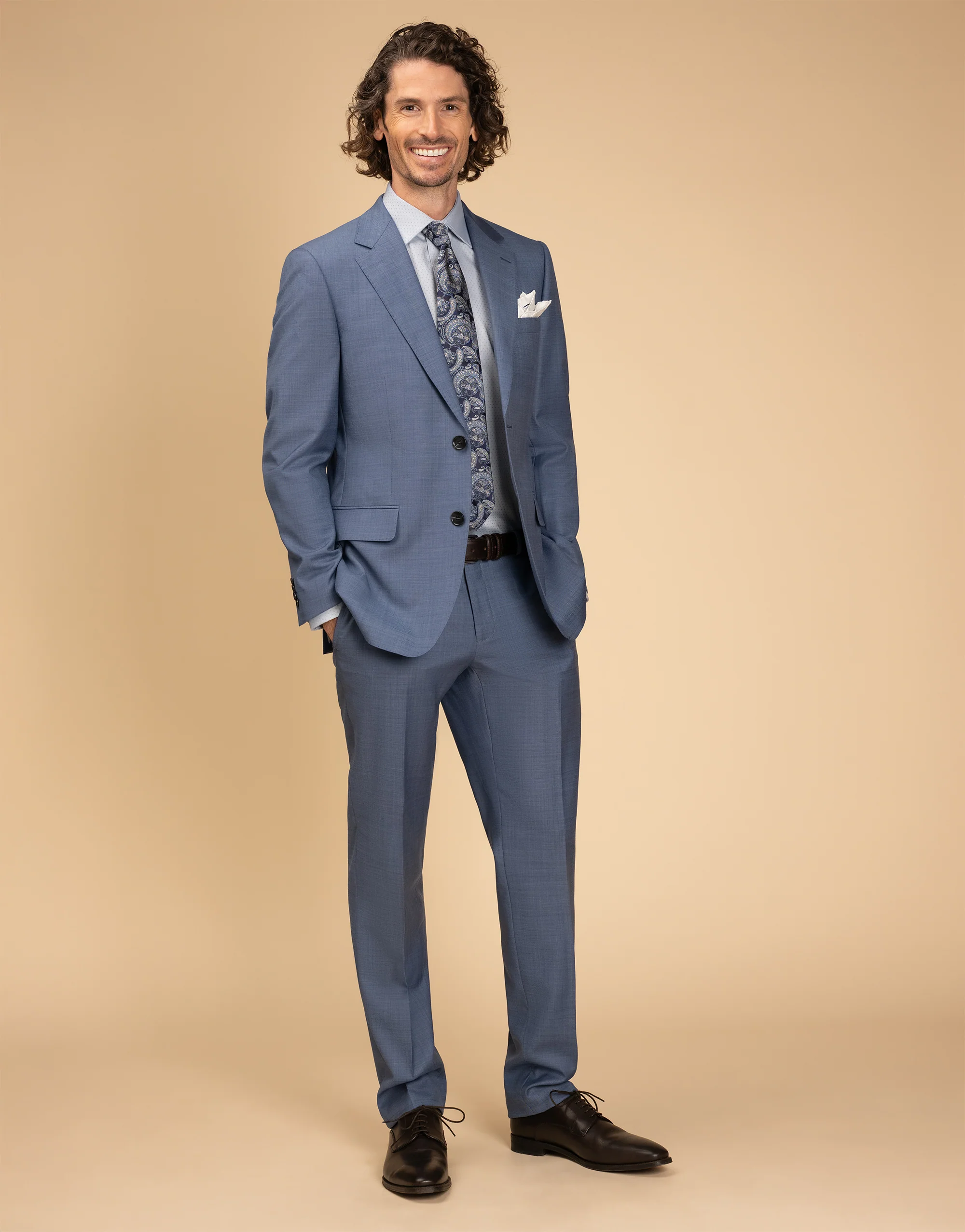 Lotus Pale Blue Sharkskin Suit Trouser - Image 4
