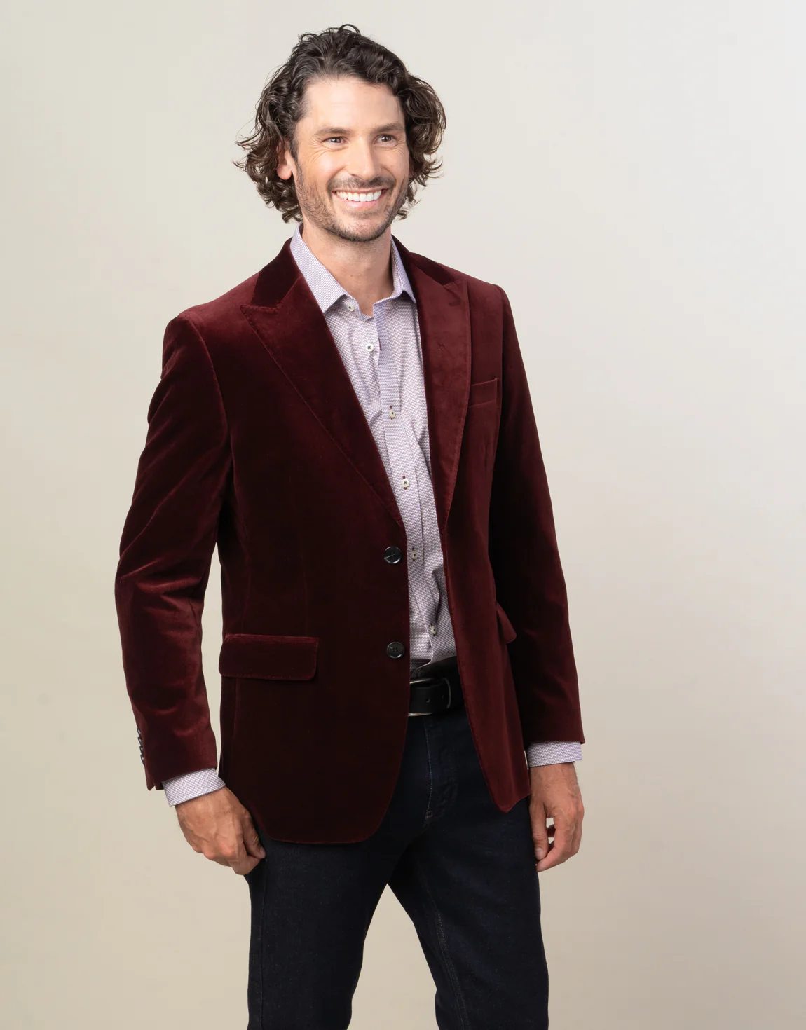 Lyon Burgundy Velvet Blazer - Image 2
