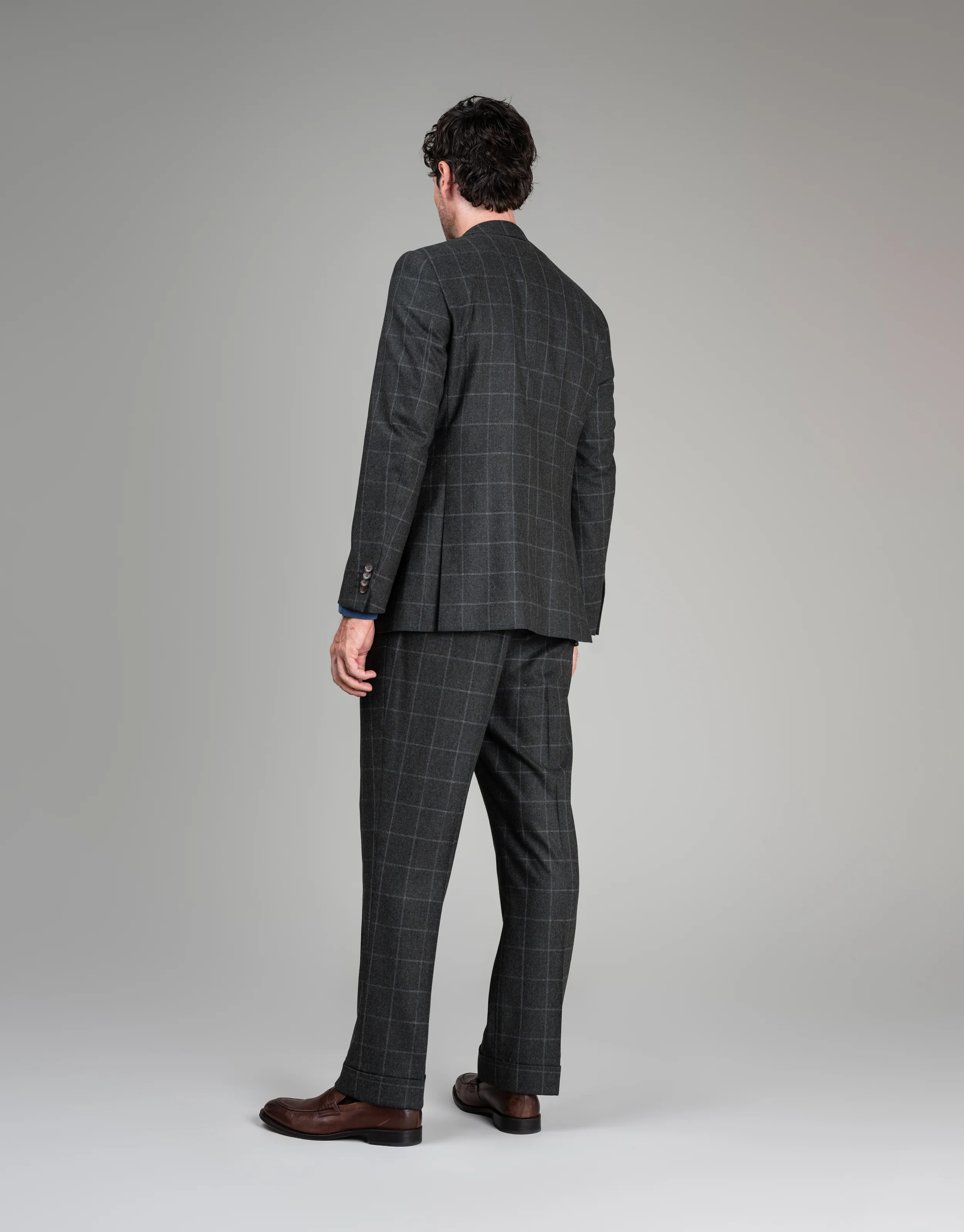 Lyon Dark Green Check Flannel Suit - Image 4