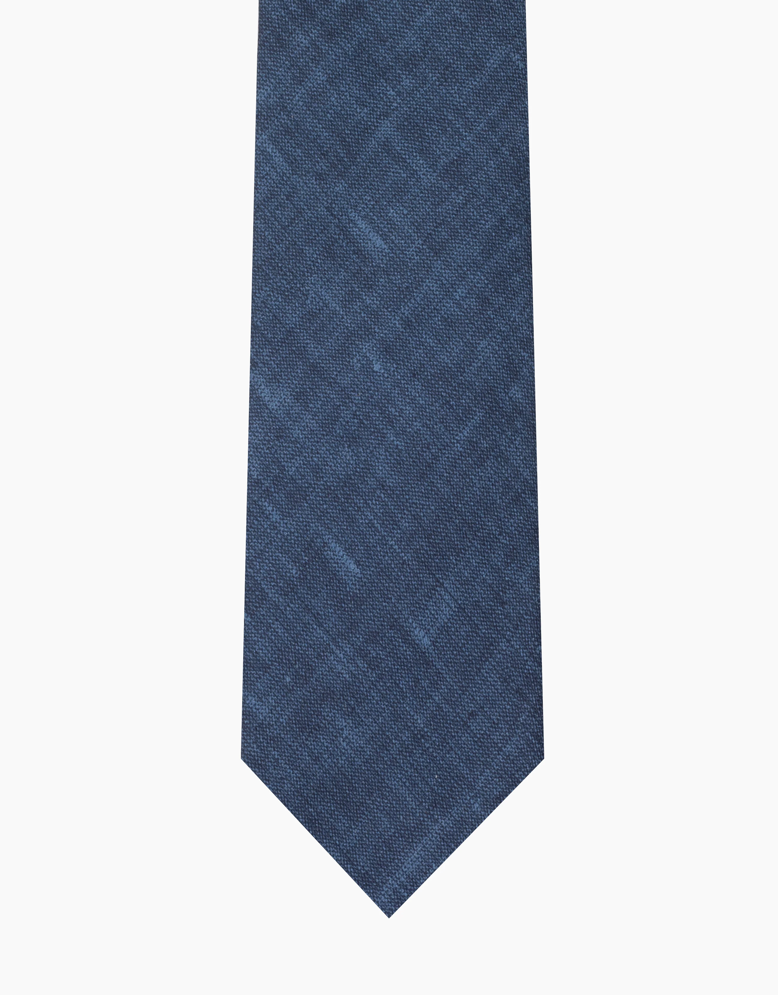 Marine Blue Textured Italian Silk Tie - Image 3