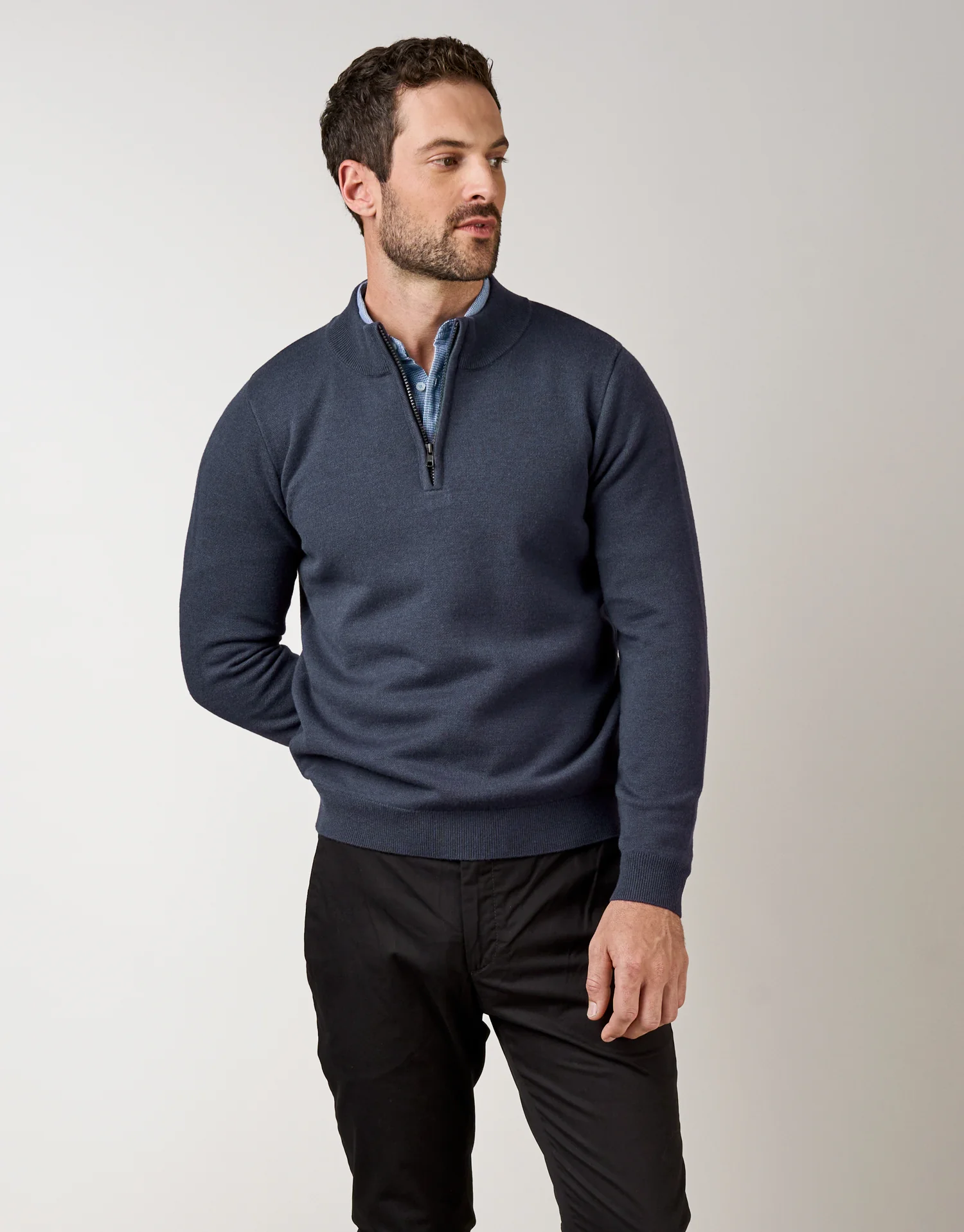 Mataura Indigo Blue 1/4 Zip Jersey - Image 2
