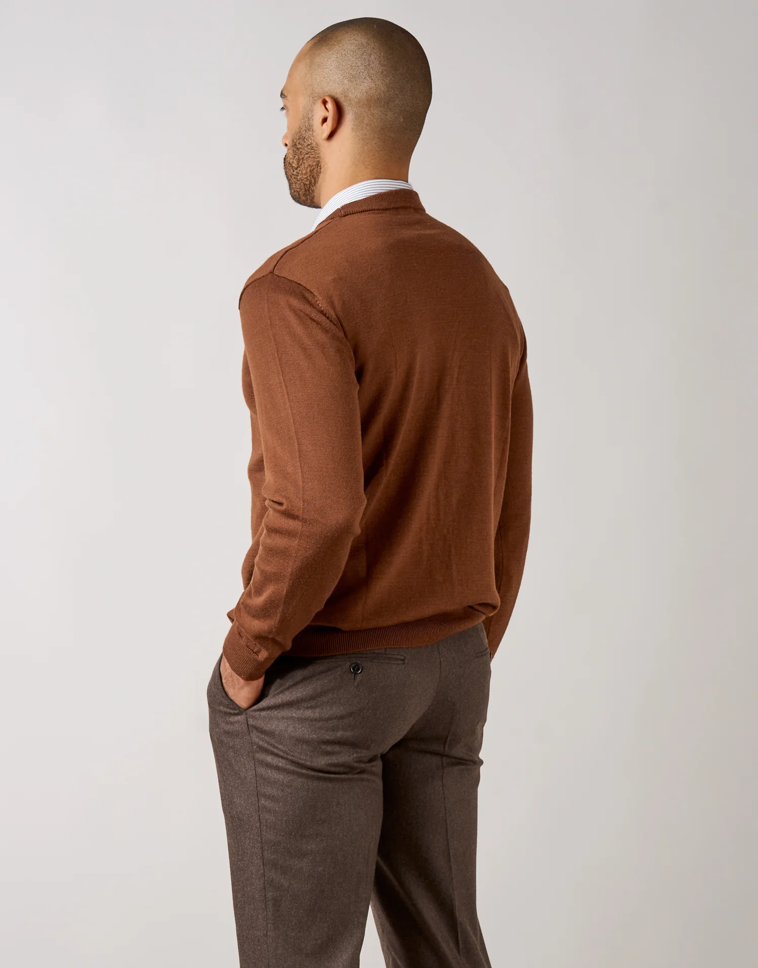 Naseby Tawny Brown Crew Neck Jersey - Image 2