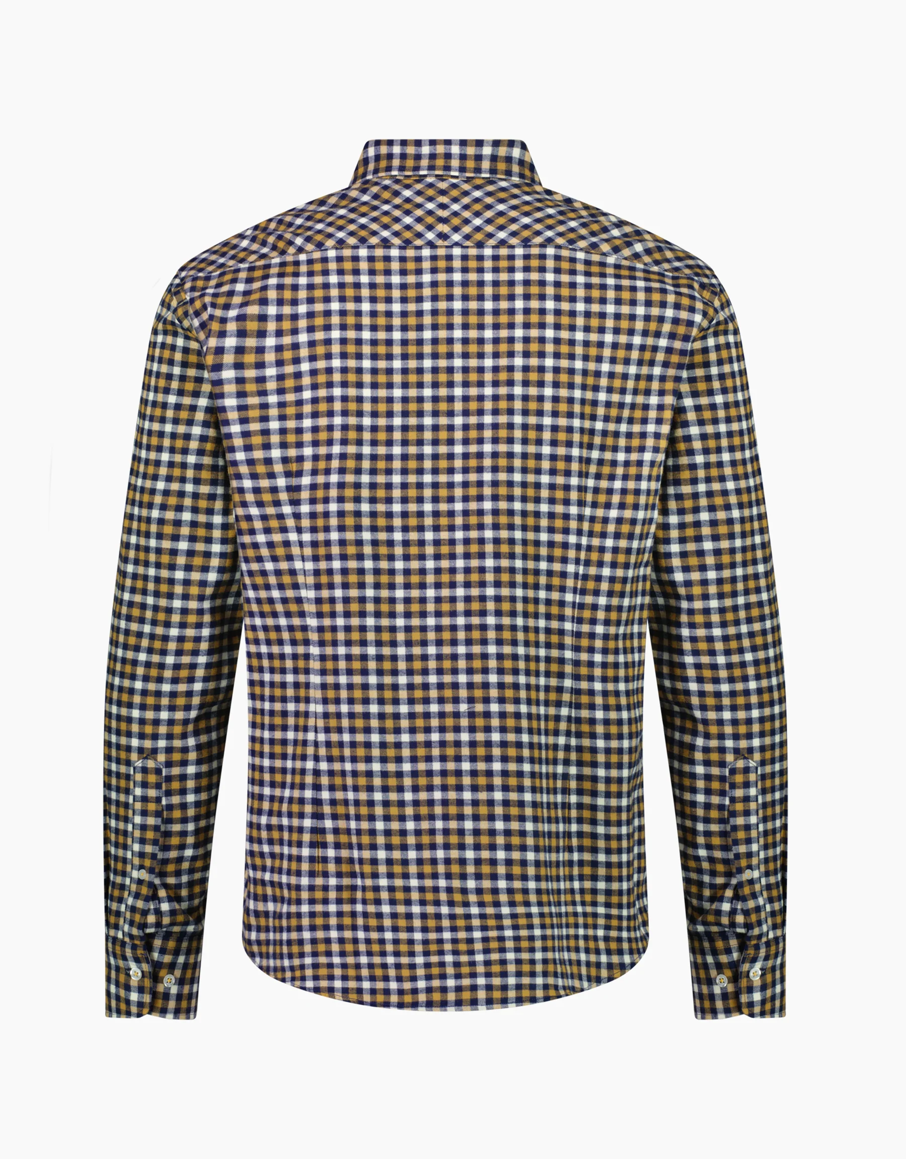 Ohope Blue & Camel Check Flannel Shirt - Image 5