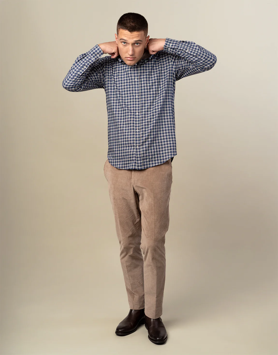 Ohope Blue & Grey Check Flannel Shirt - Image 3