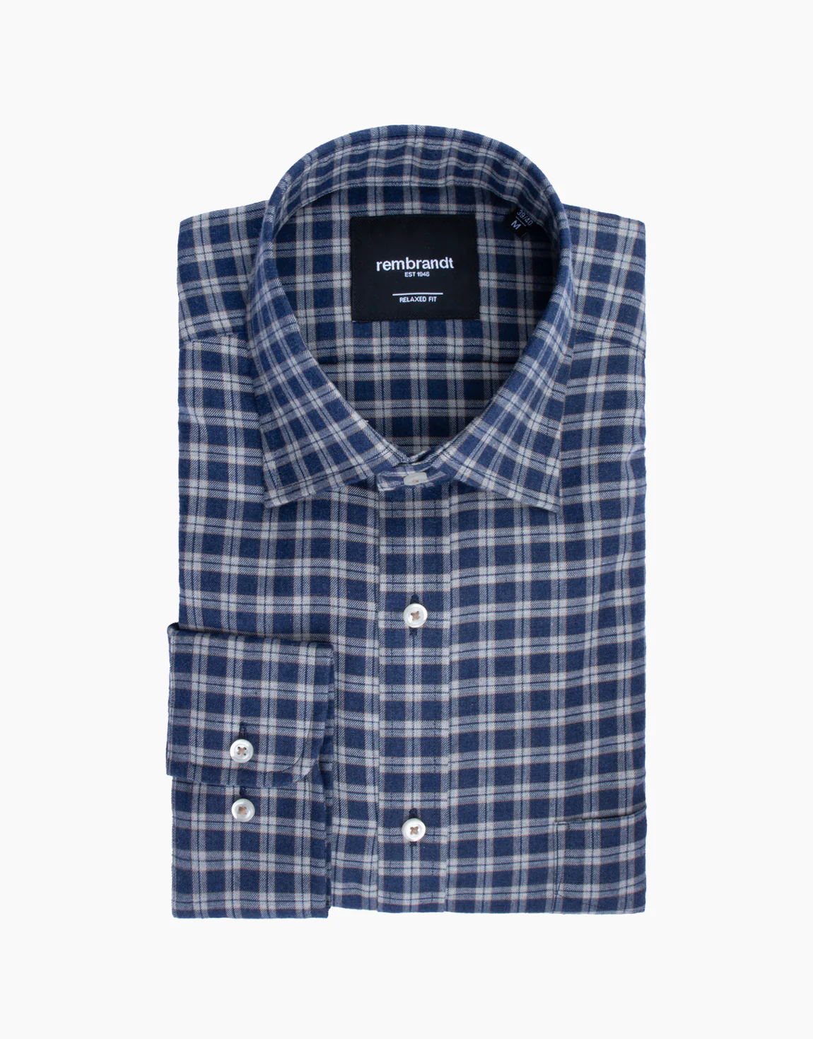 Ohope Blue & Grey Check Flannel Shirt - Image 4
