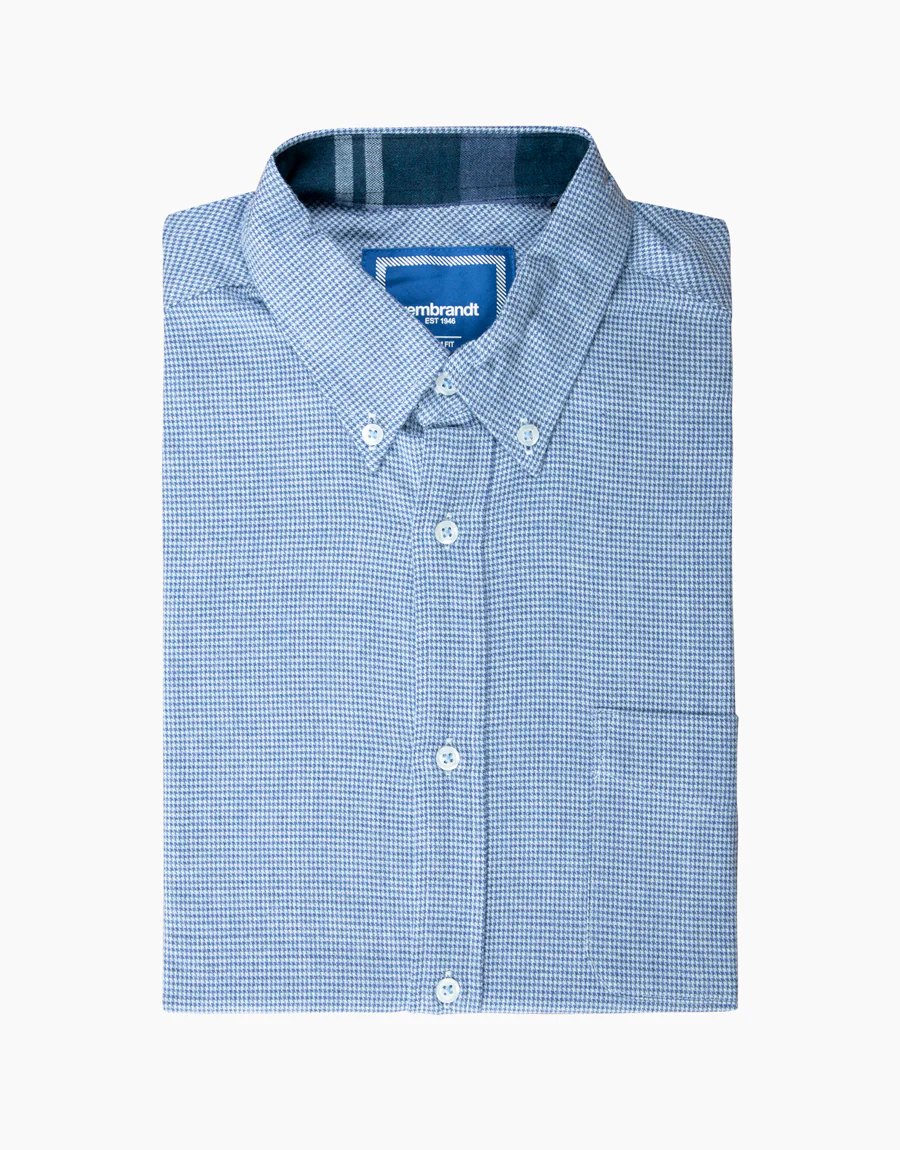 Ohope Blue Houndstooth Flannel Shirt - Image 4