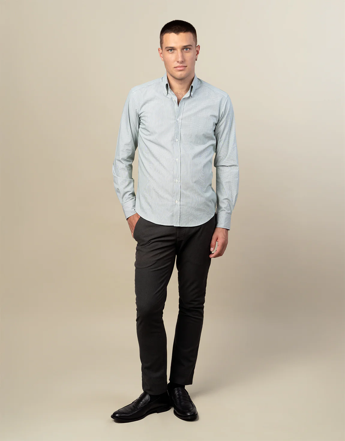 Ohope Green Micro-Stripe Shirt - Image 3