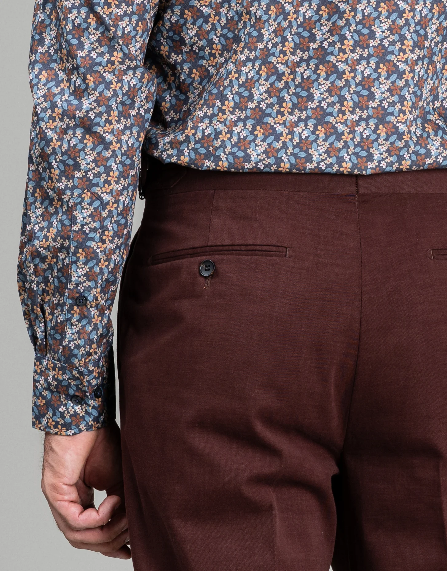 Ohope Indigo & Rust Floral Print Shirt - Image 5