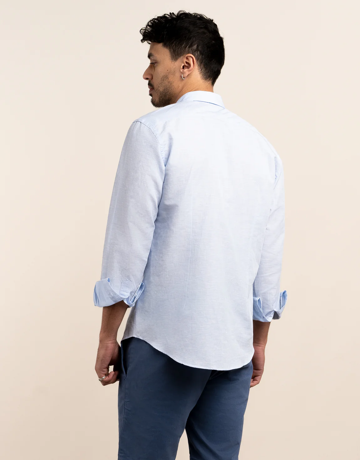 Ohope Light Blue Cotton-Linen Shirt - Image 2