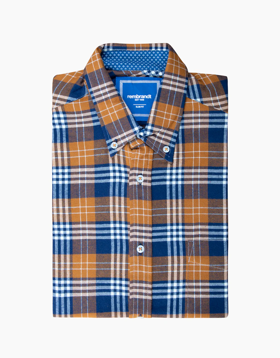 Ohope Orange Check Flannel Shirt - Image 4