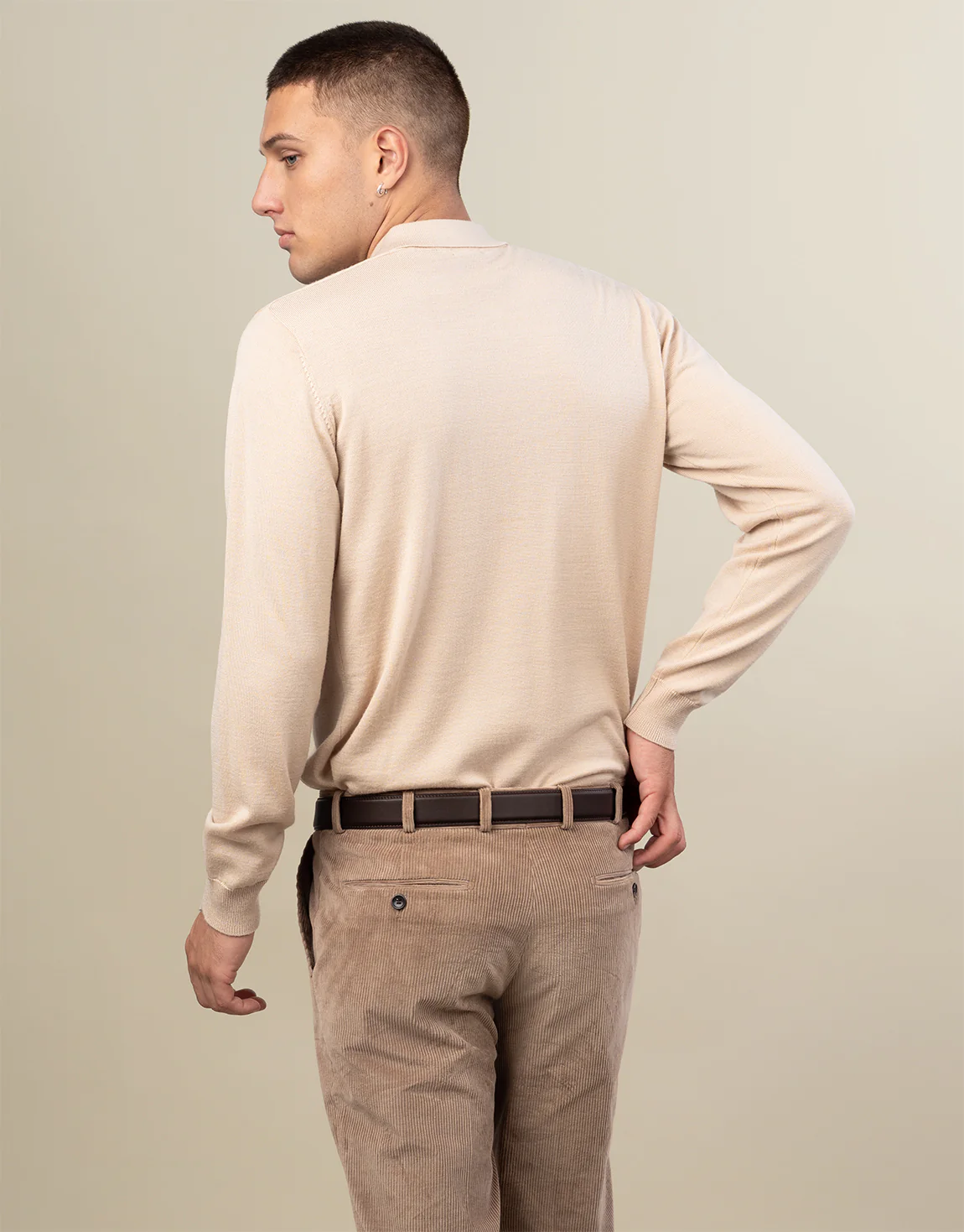 Owaka Beige Merino Polo - Image 2